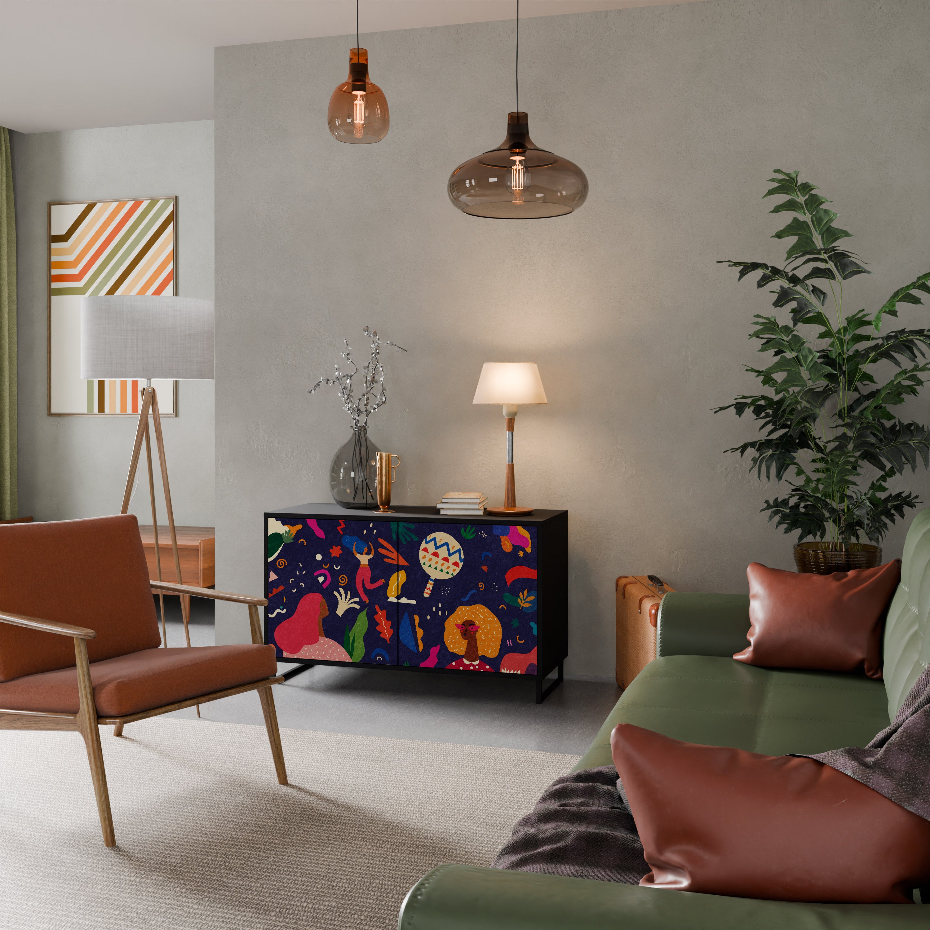 FESTIVE PLEASURES 2-Door Sideboard in Black Finish