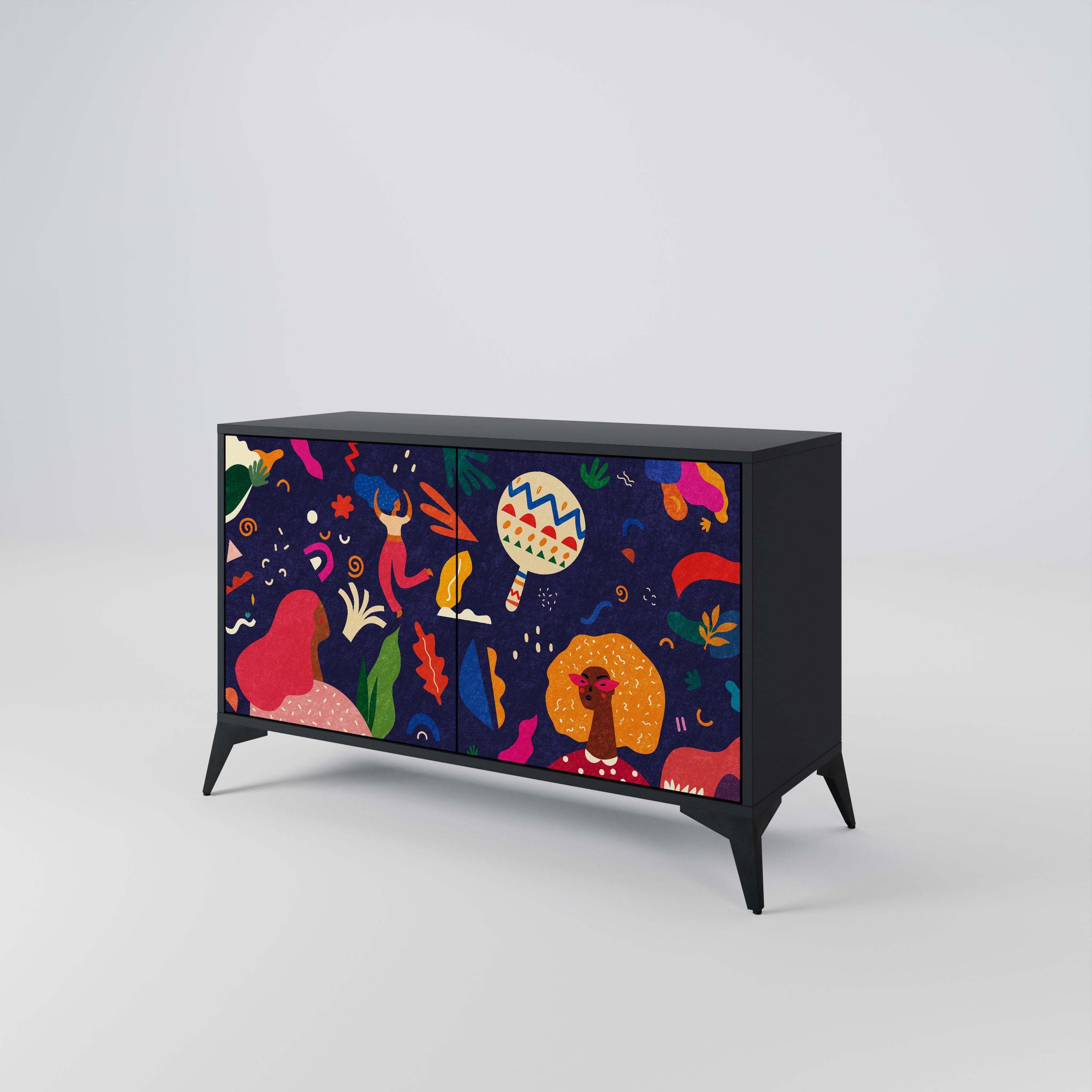 FESTIVE PLEASURES 2-Door Sideboard in Black Finish
