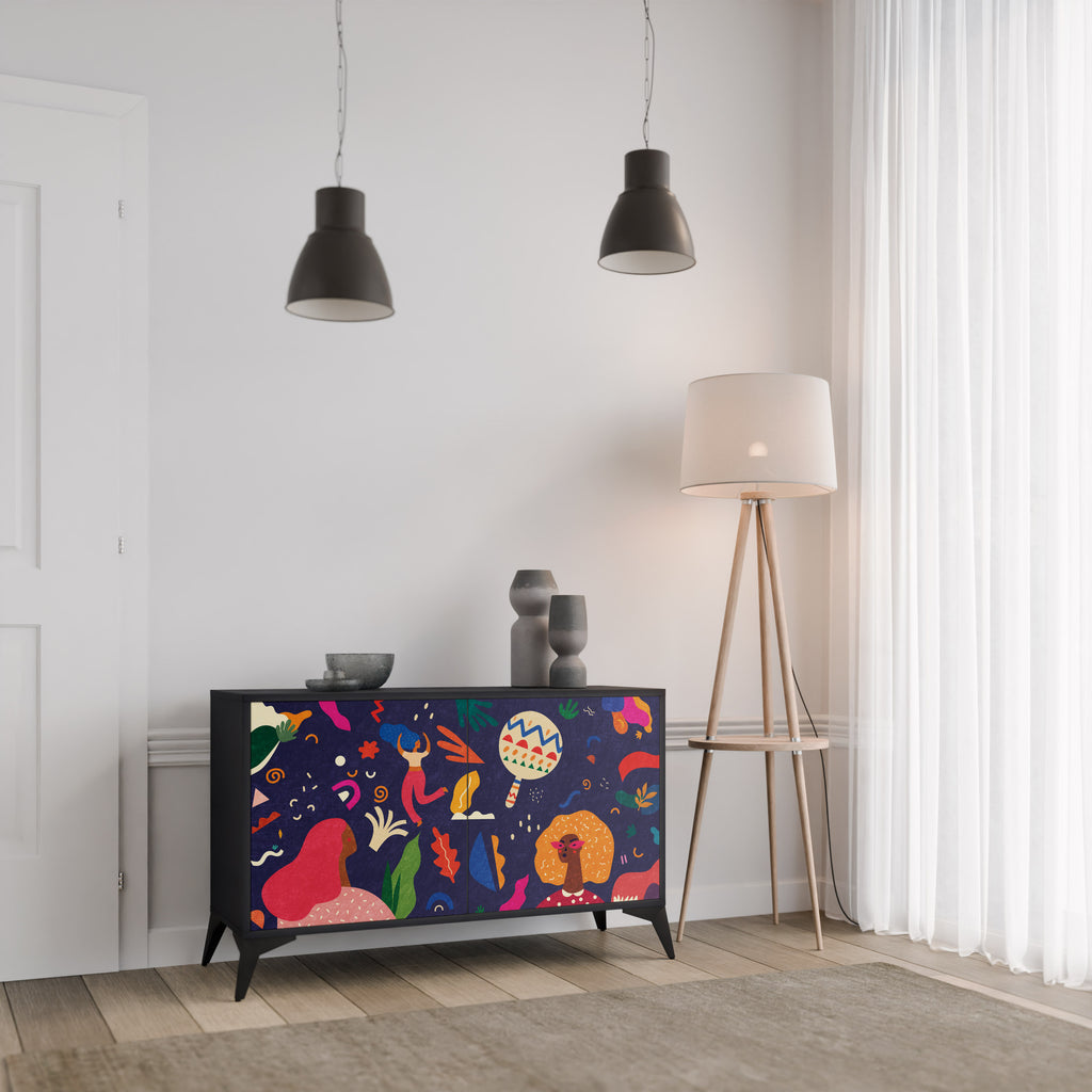 FESTIVE PLEASURES 2-Door Sideboard in Black Finish