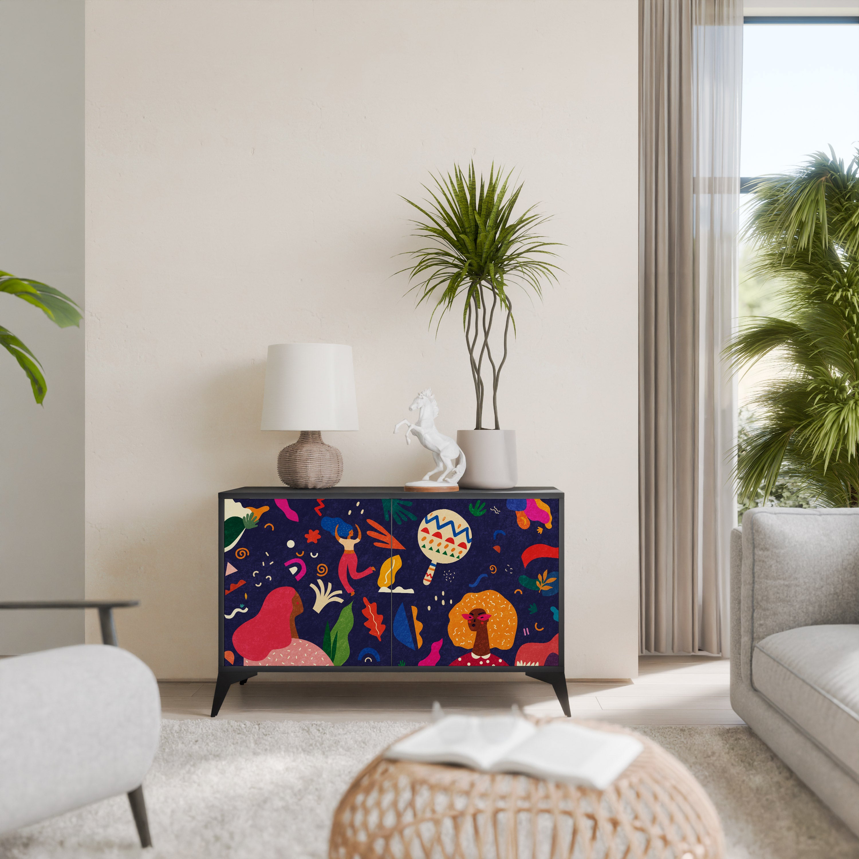 FESTIVE PLEASURES 2-Door Sideboard in Black Finish