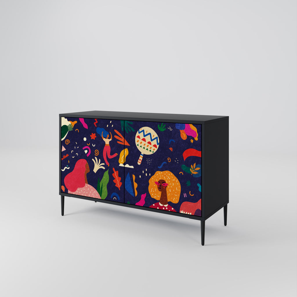 FESTIVE PLEASURES 2-Door Sideboard in Black Finish