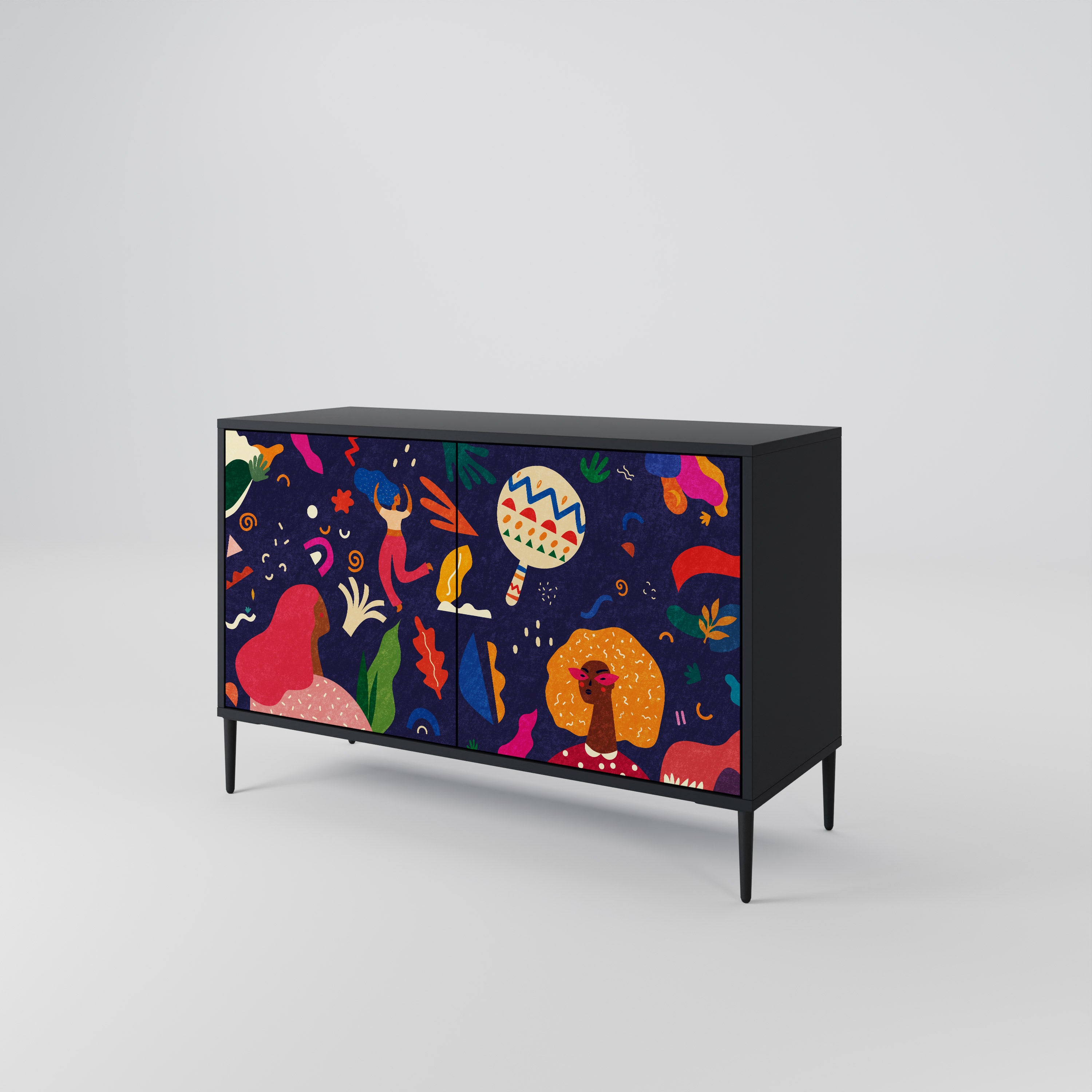 FESTIVE PLEASURES 2-Door Sideboard in Black Finish