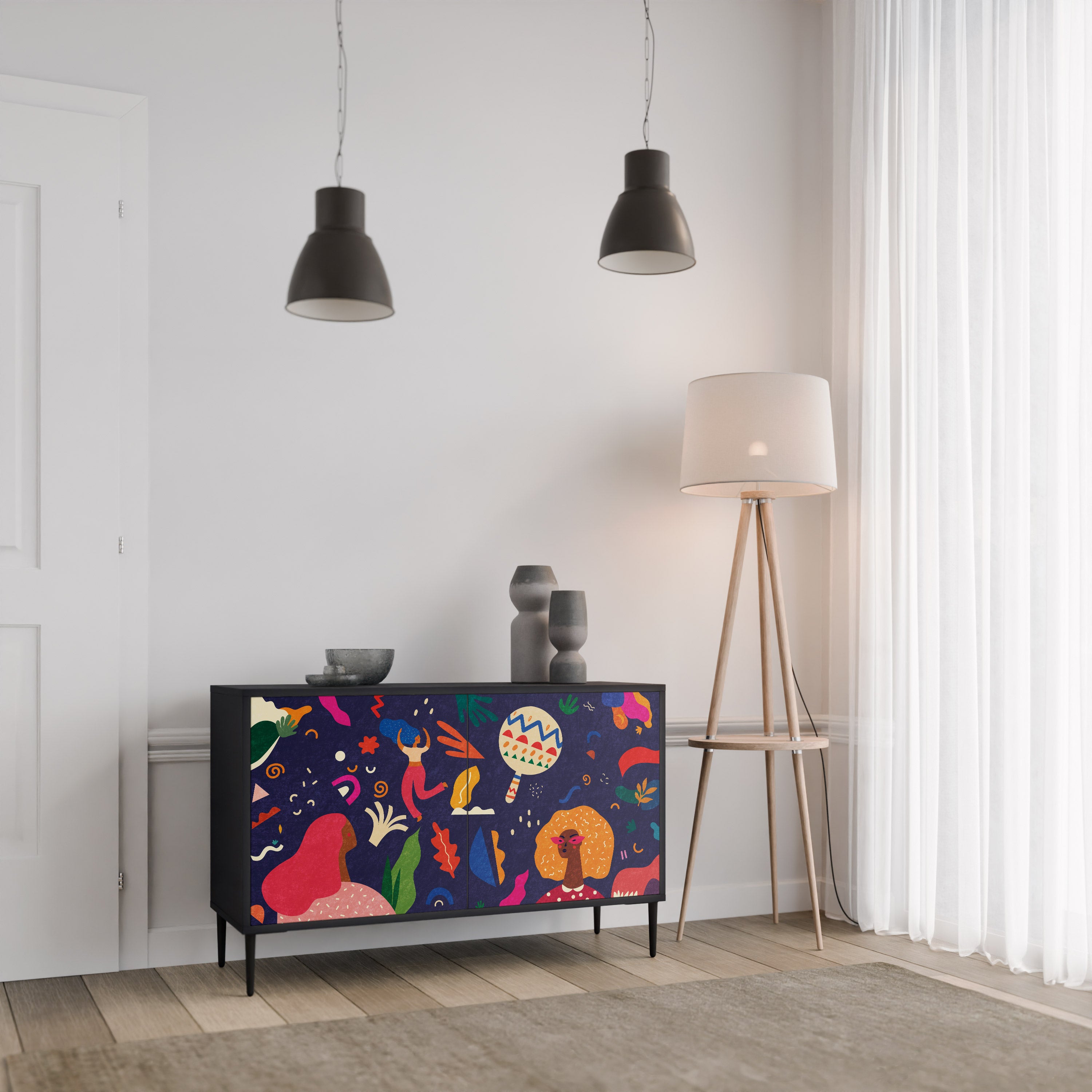 FESTIVE PLEASURES 2-Door Sideboard in Black Finish