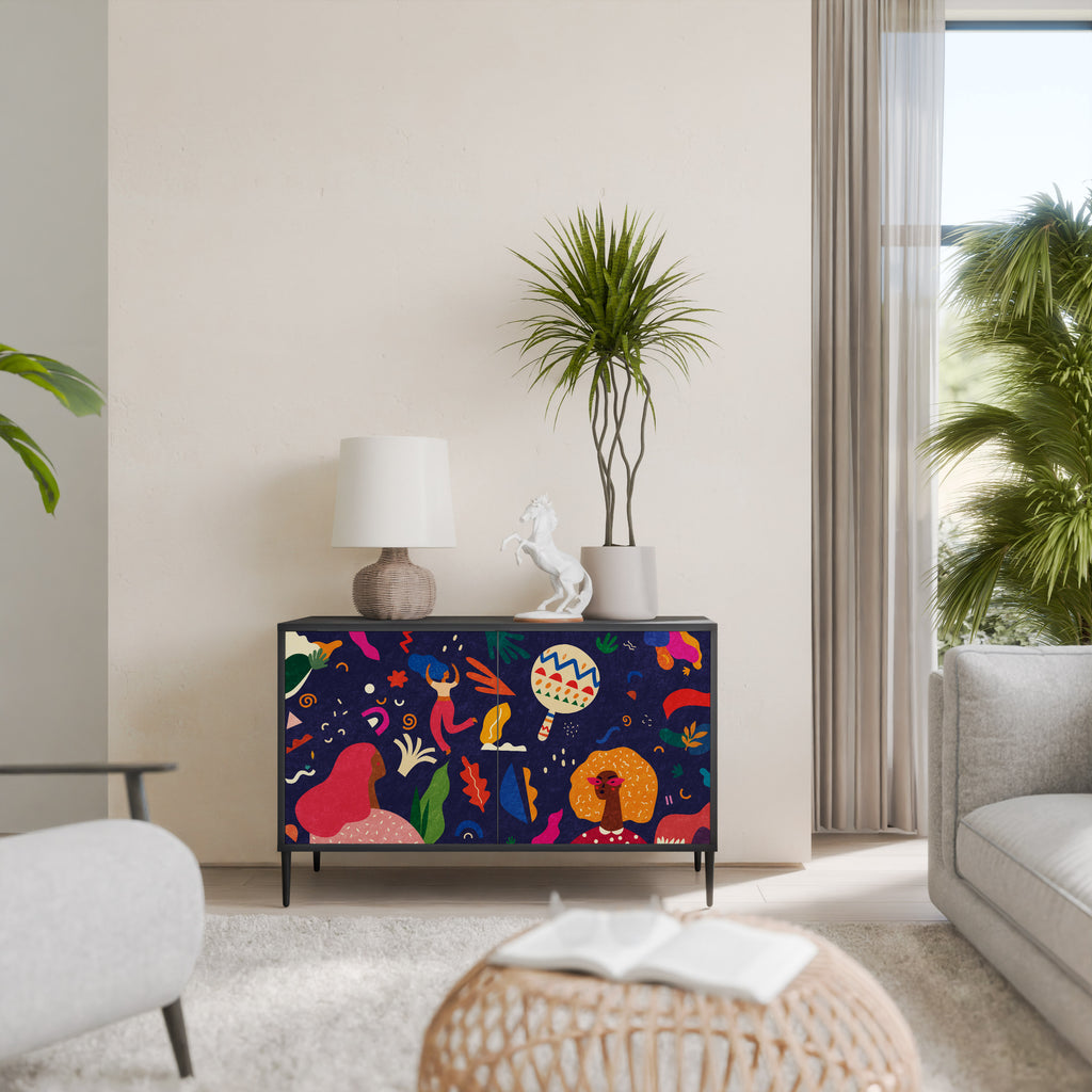 FESTIVE PLEASURES 2-Door Sideboard in Black Finish