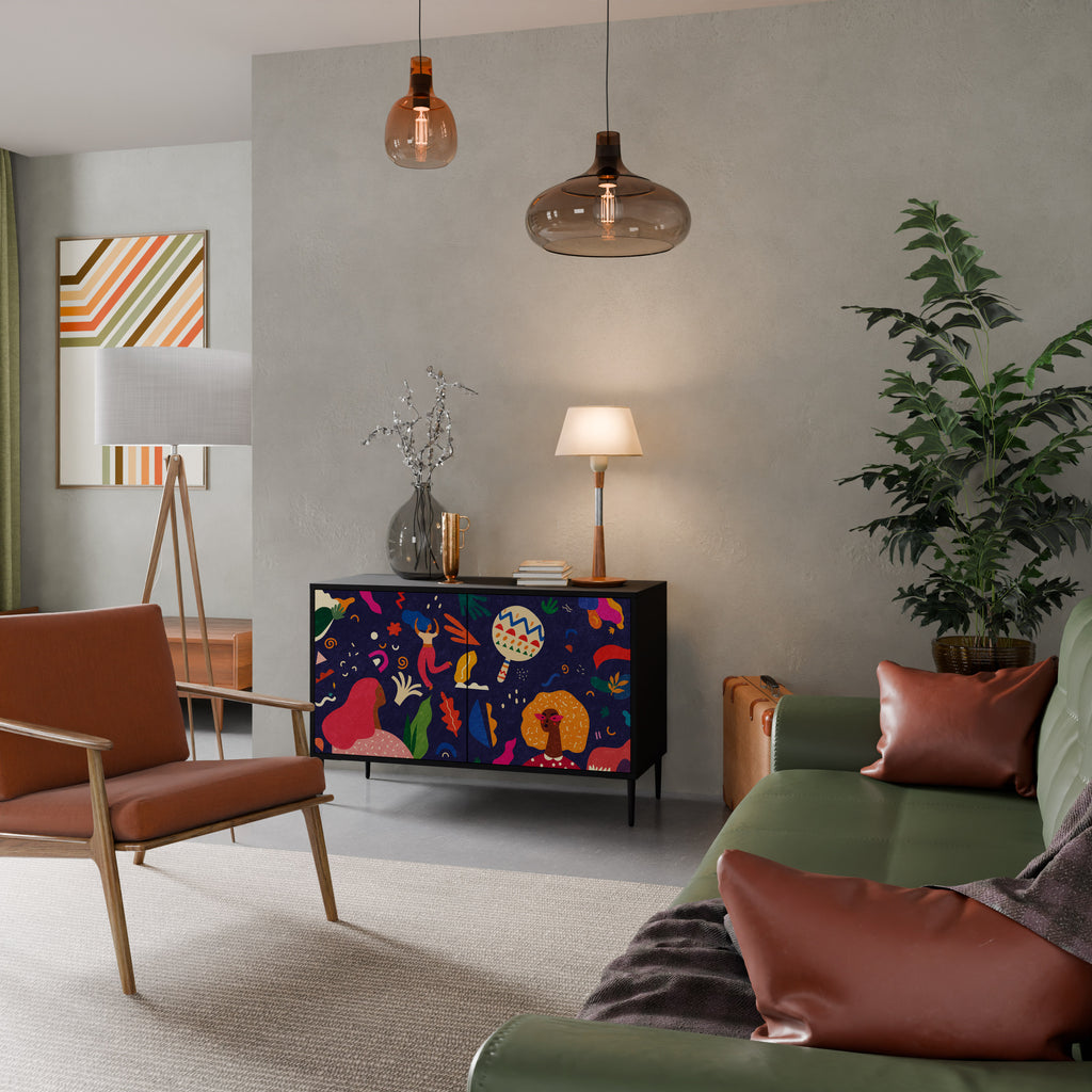 FESTIVE PLEASURES 2-Door Sideboard in Black Finish