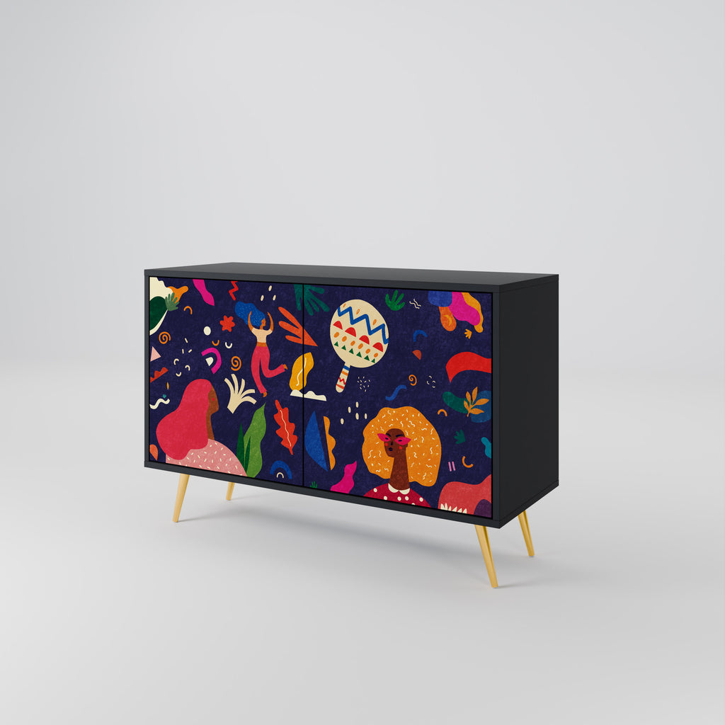FESTIVE PLEASURES 2-Door Sideboard in Black Finish