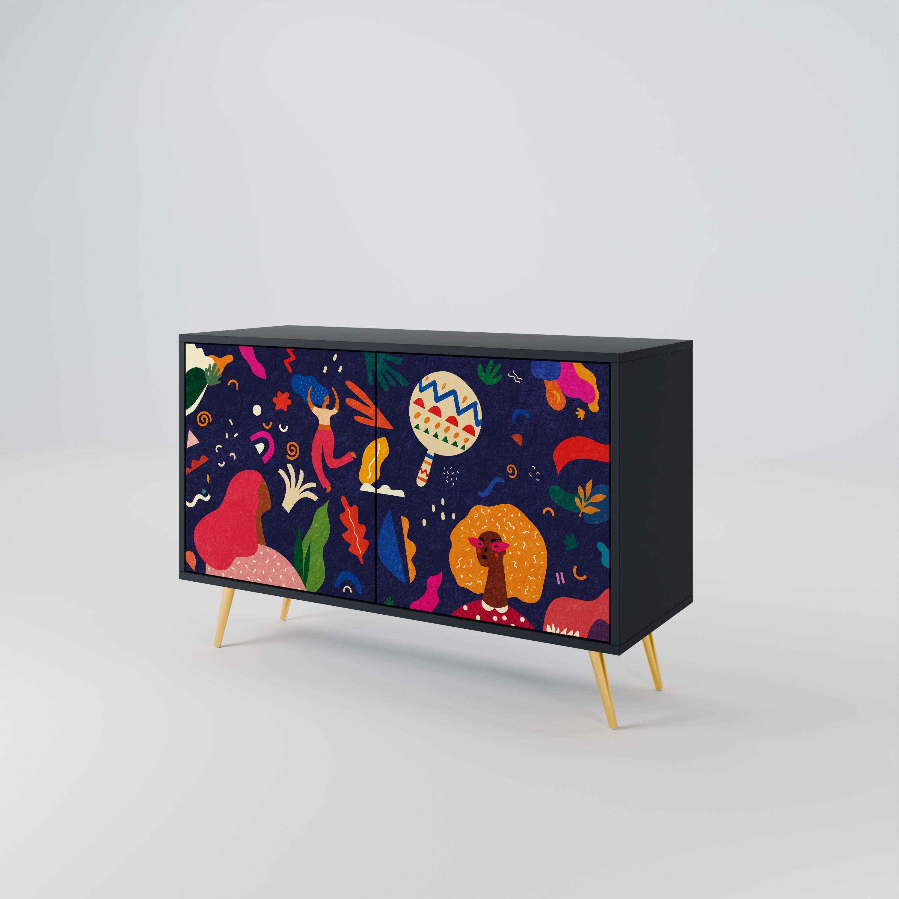 FESTIVE PLEASURES 2-Door Sideboard in Black Finish