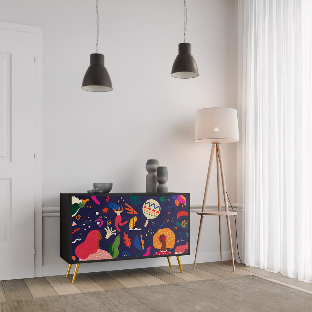 FESTIVE PLEASURES 2-Door Sideboard in Black Finish