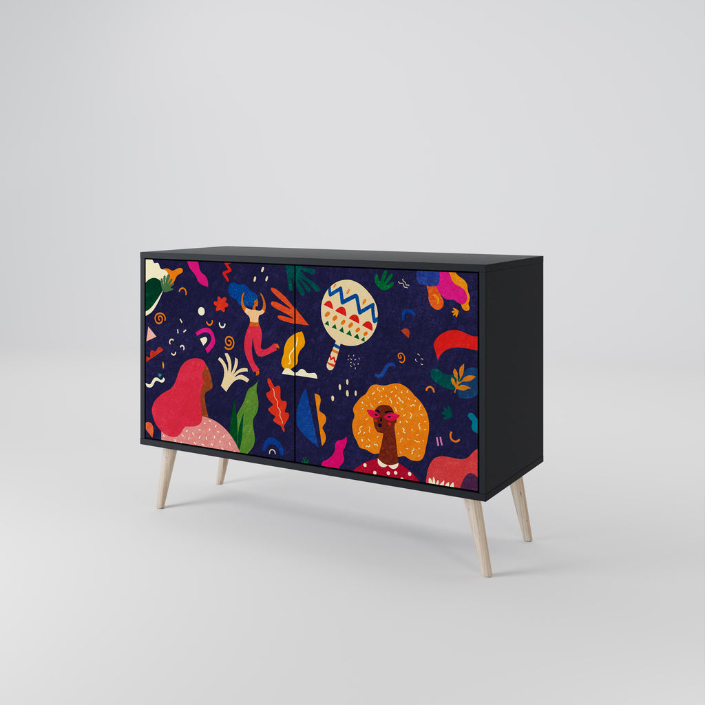 FESTIVE PLEASURES 2-Door Sideboard in Black Finish