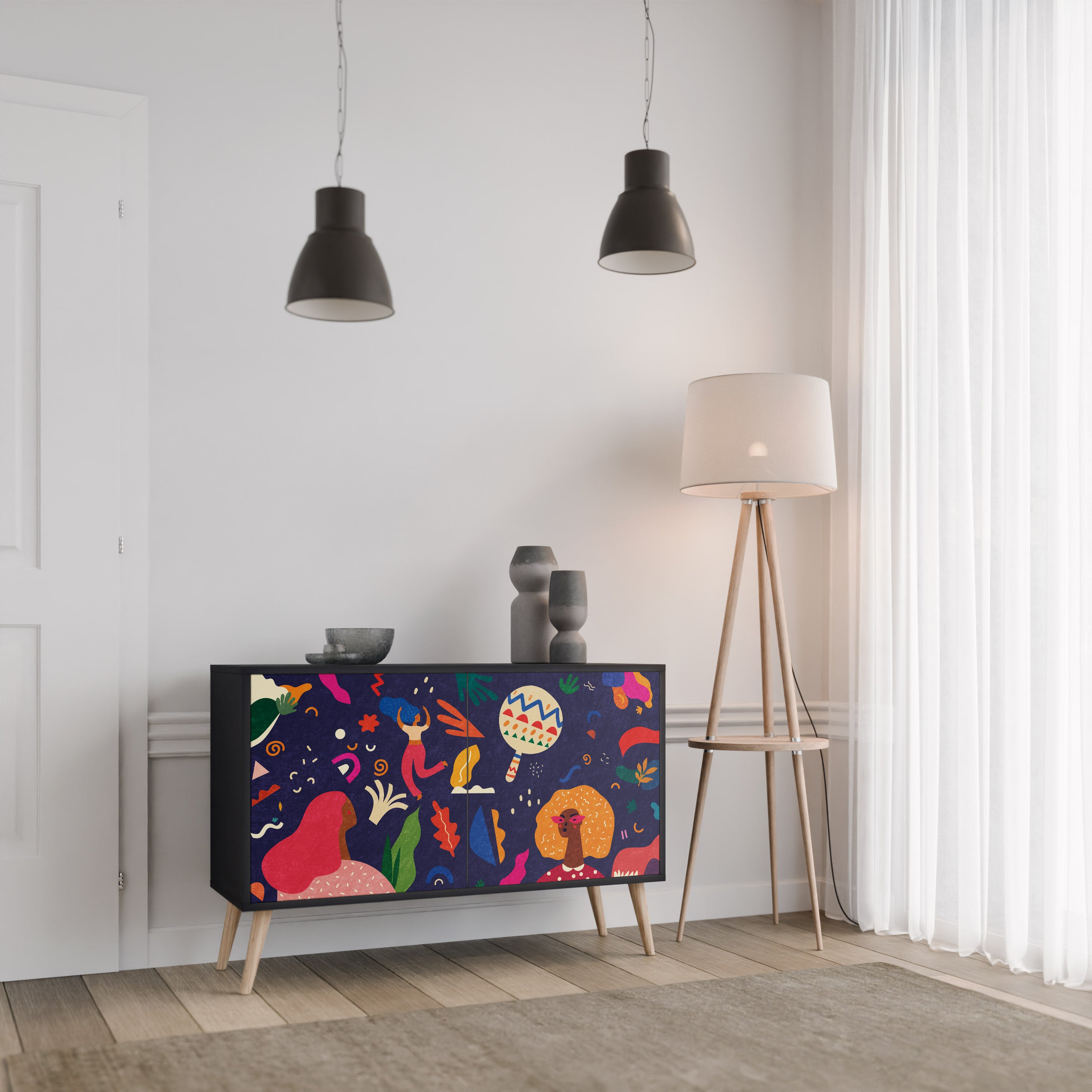 FESTIVE PLEASURES 2-Door Sideboard in Black Finish