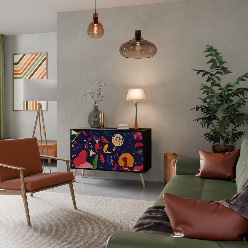 FESTIVE PLEASURES 2-Door Sideboard in Black Finish