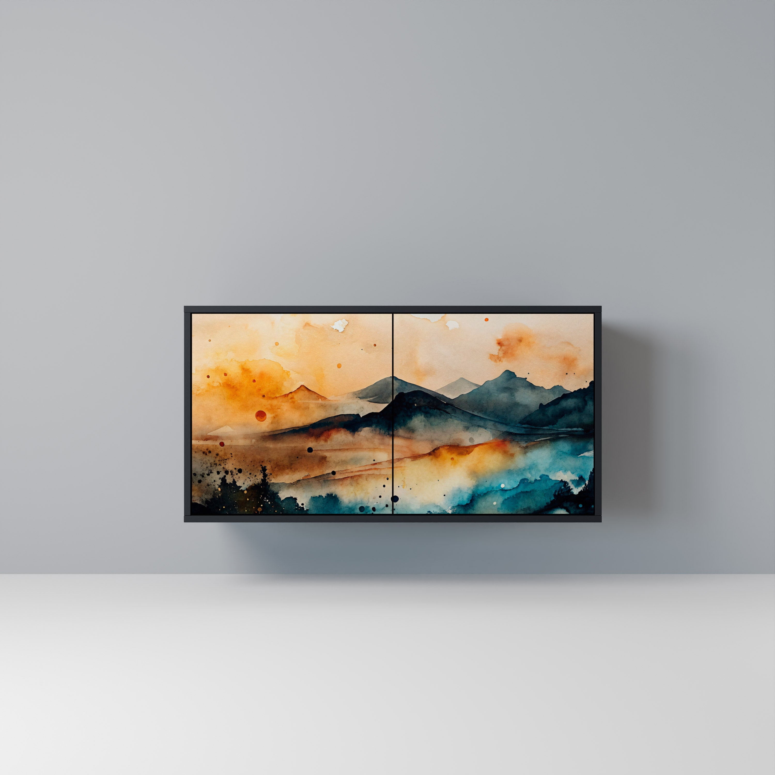 OMINOUS MOUNTAINS 2-Door Sideboard in Black Finish