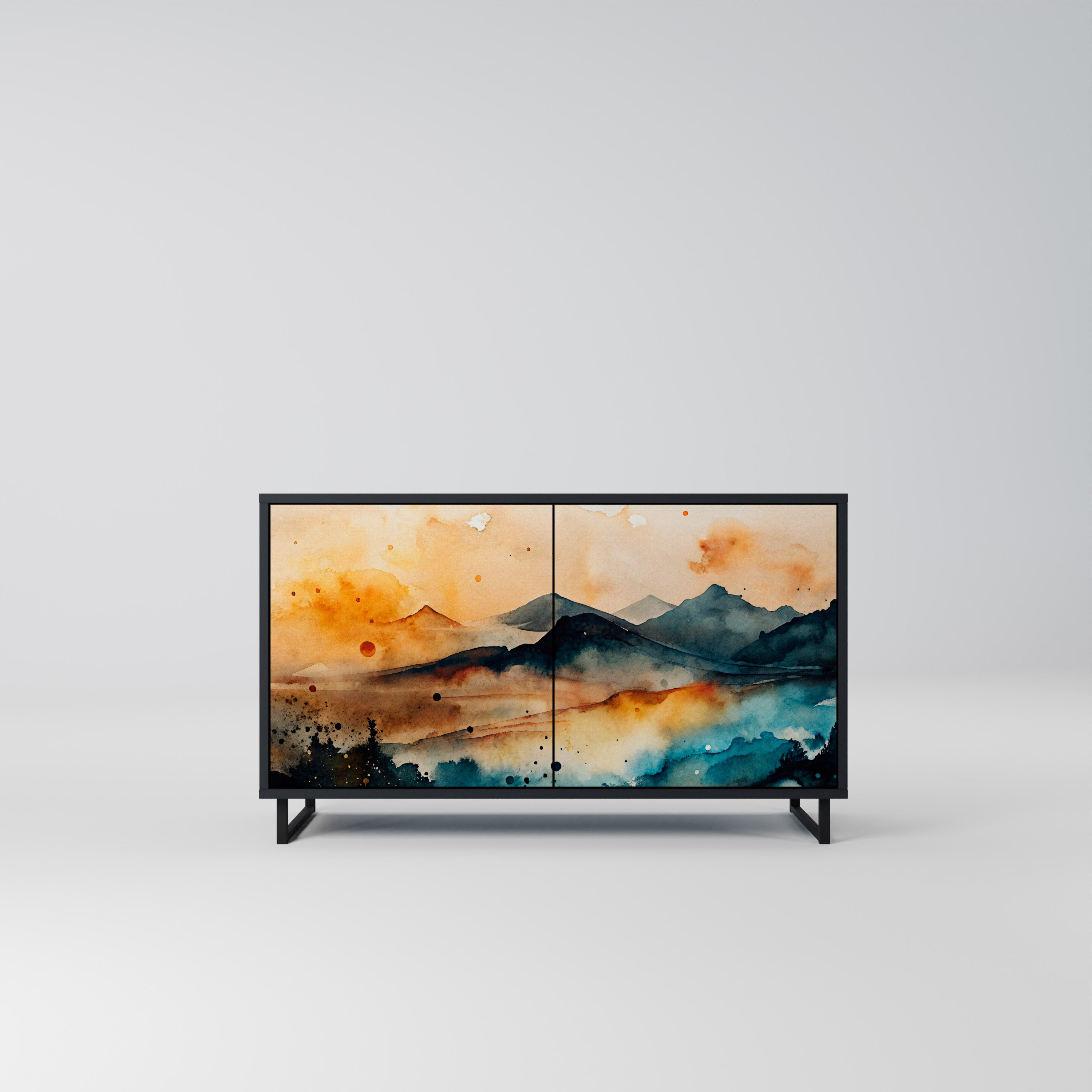 OMINOUS MOUNTAINS 2-Door Sideboard in Black Finish