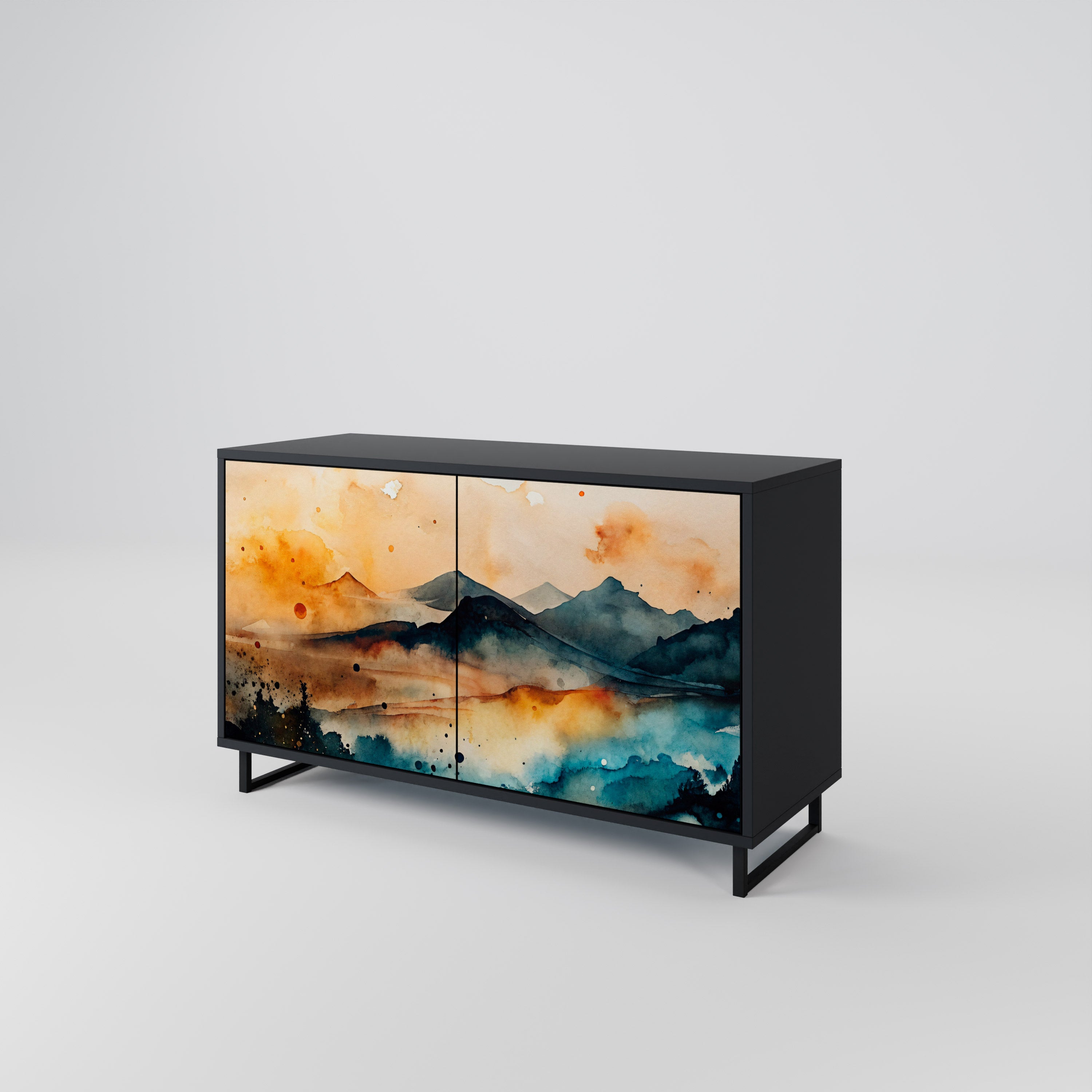 OMINOUS MOUNTAINS 2-Door Sideboard in Black Finish