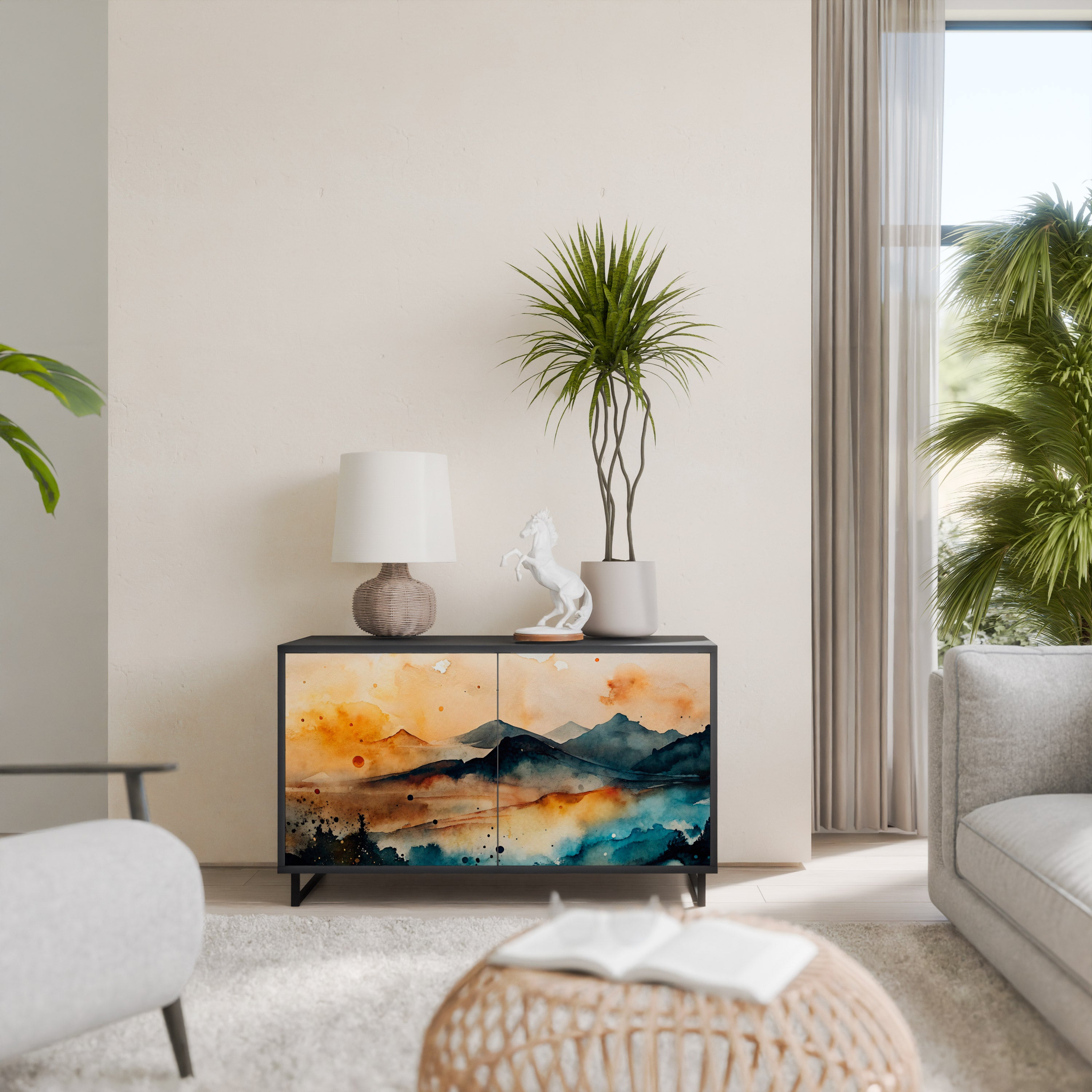 OMINOUS MOUNTAINS 2-Door Sideboard in Black Finish