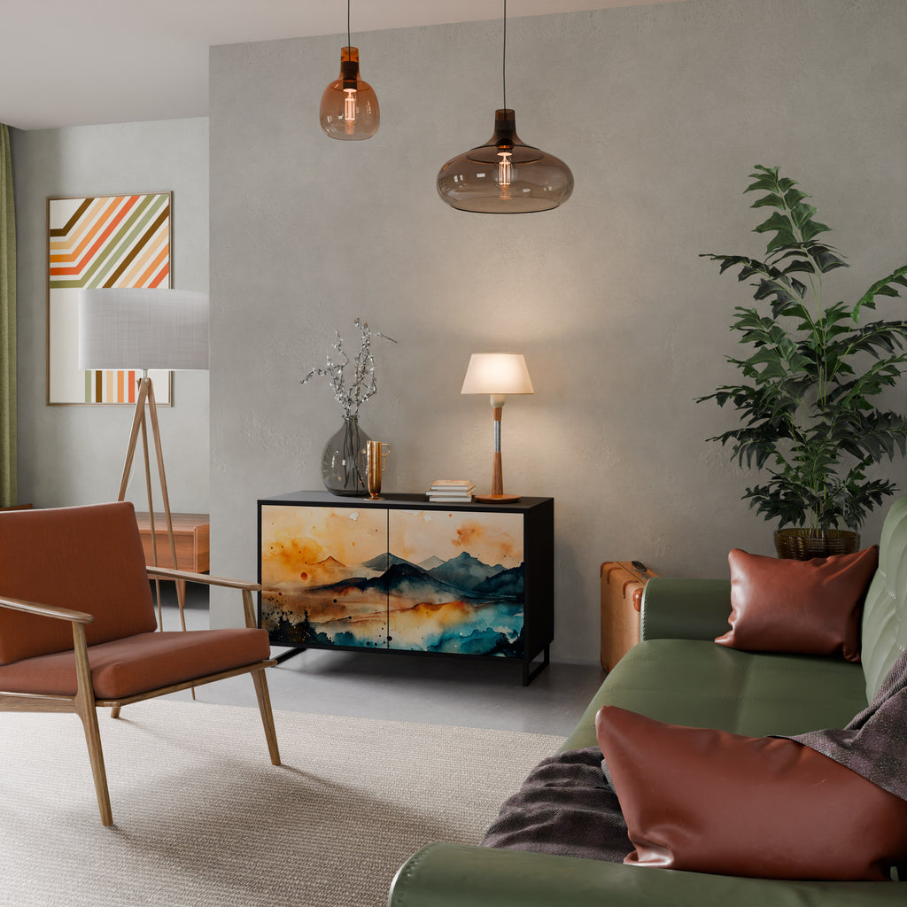 OMINOUS MOUNTAINS 2-Door Sideboard in Black Finish