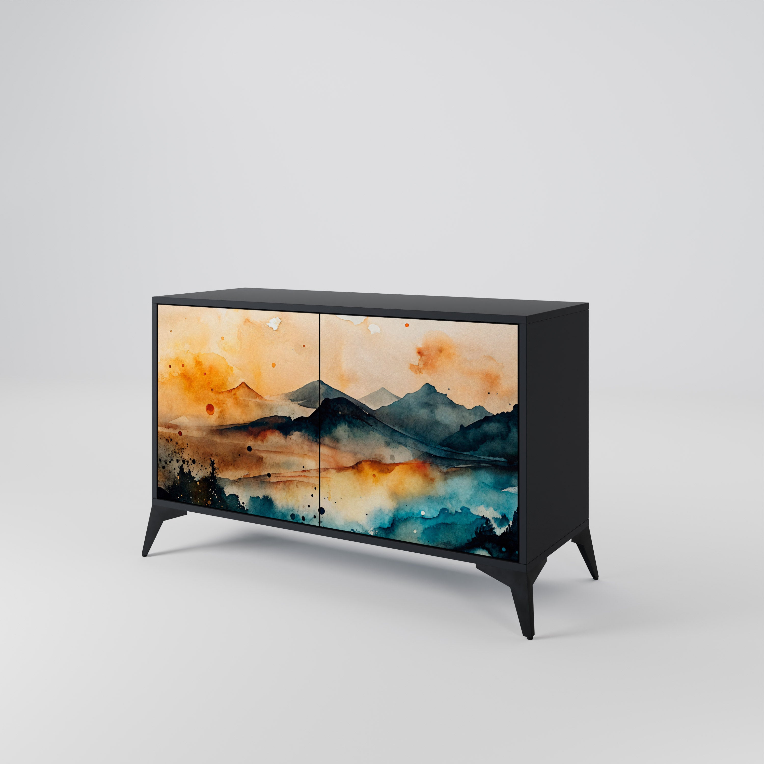 OMINOUS MOUNTAINS 2-Door Sideboard in Black Finish