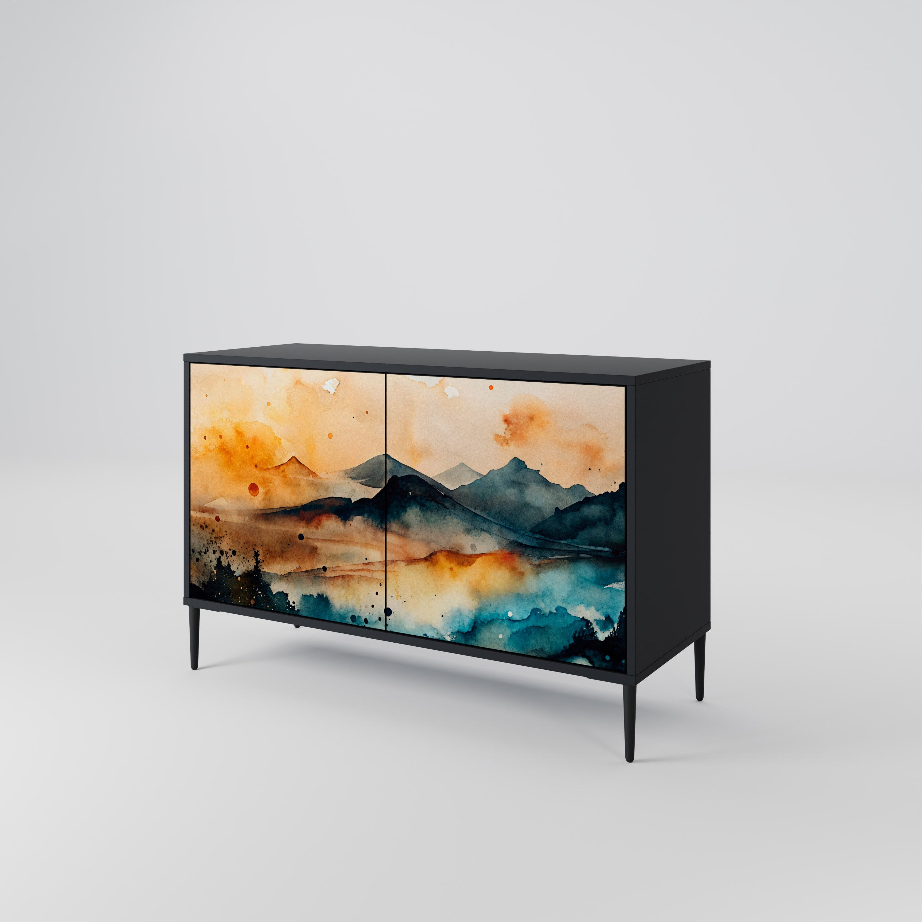 OMINOUS MOUNTAINS 2-Door Sideboard in Black Finish