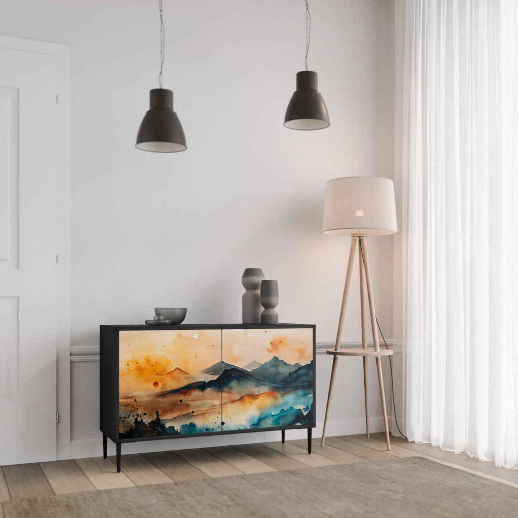 OMINOUS MOUNTAINS 2-Door Sideboard in Black Finish