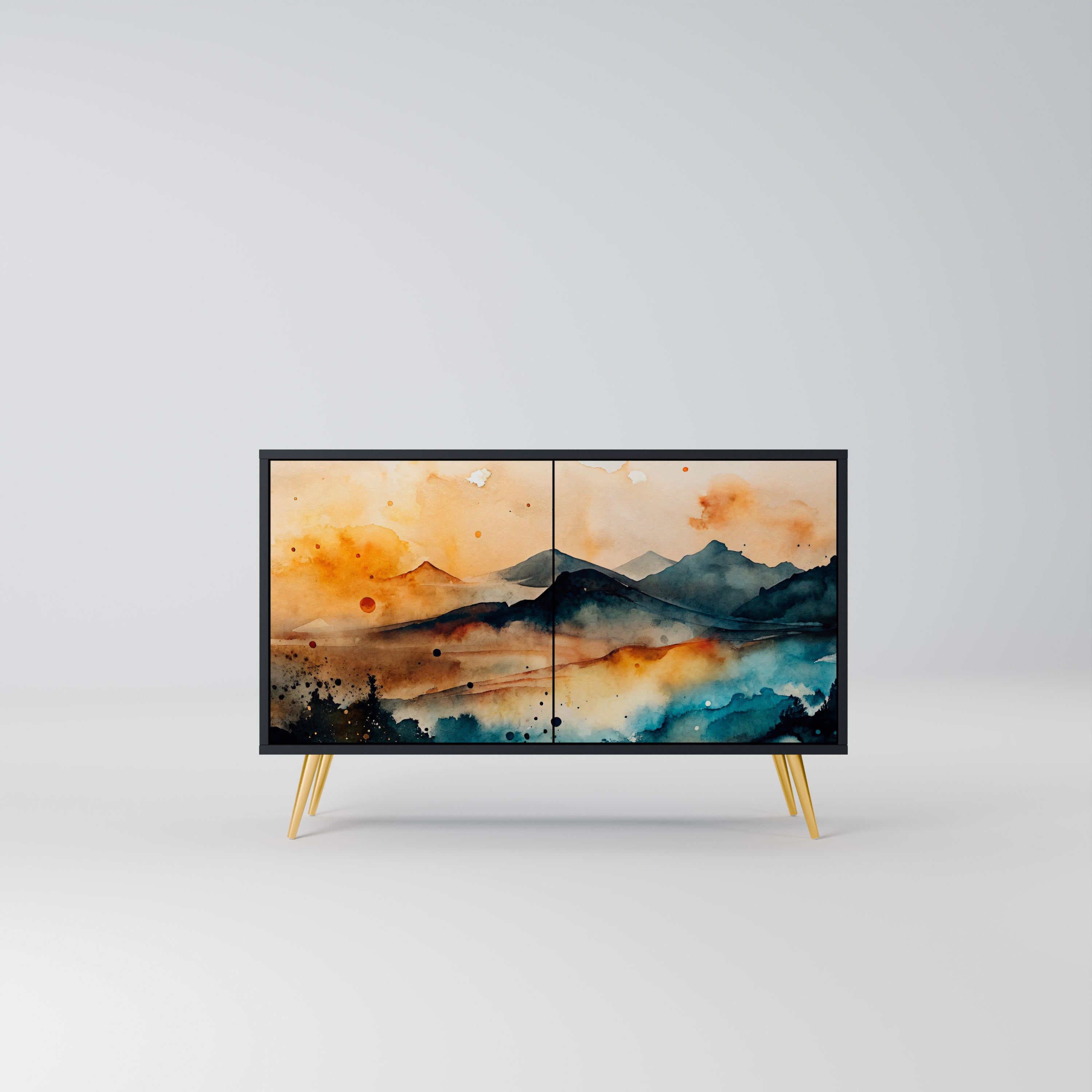 OMINOUS MOUNTAINS 2-Door Sideboard in Black Finish