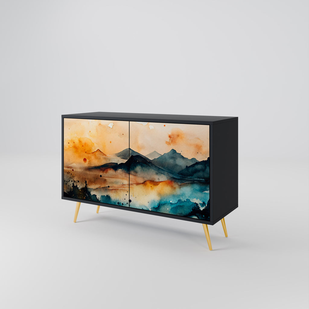 OMINOUS MOUNTAINS 2-Door Sideboard in Black Finish