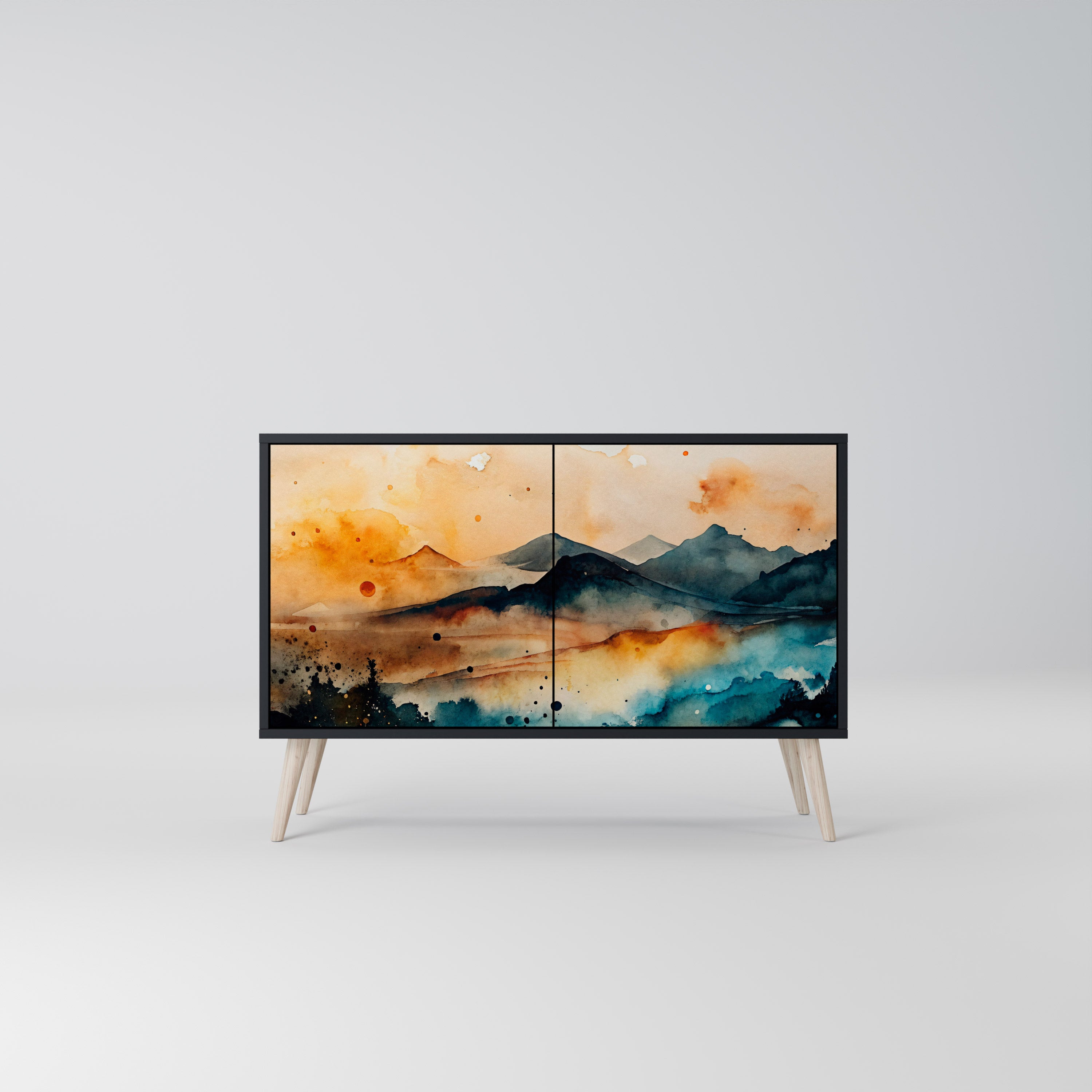 OMINOUS MOUNTAINS 2-Door Sideboard in Black Finish