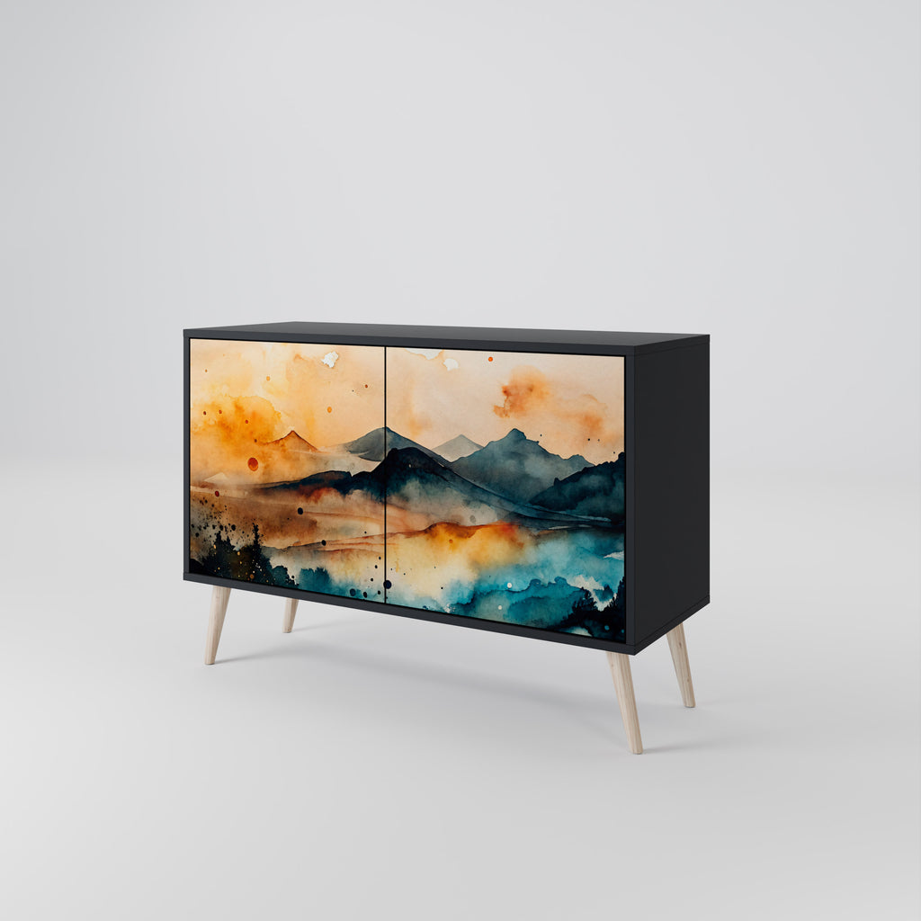 OMINOUS MOUNTAINS 2-Door Sideboard in Black Finish