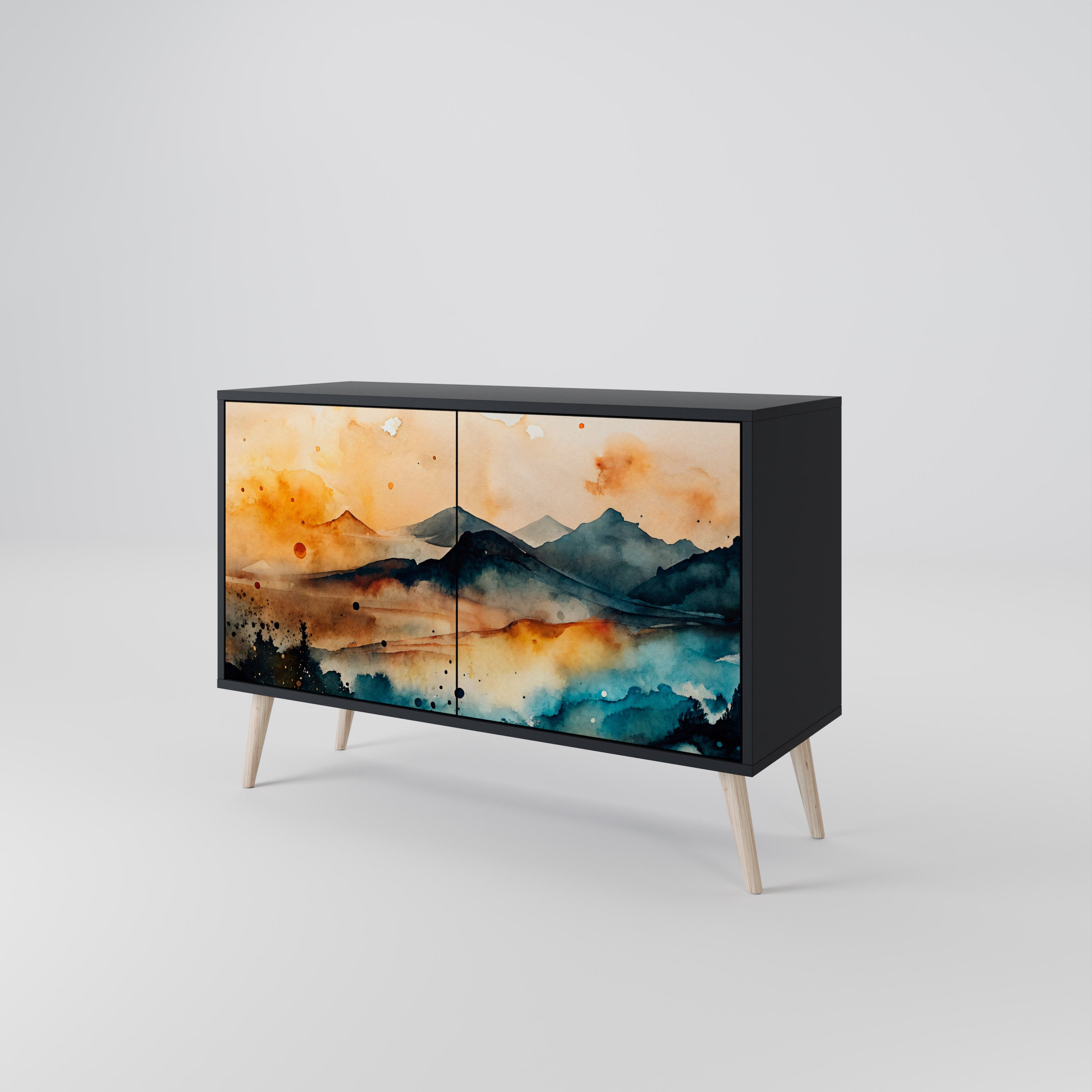 OMINOUS MOUNTAINS 2-Door Sideboard in Black Finish
