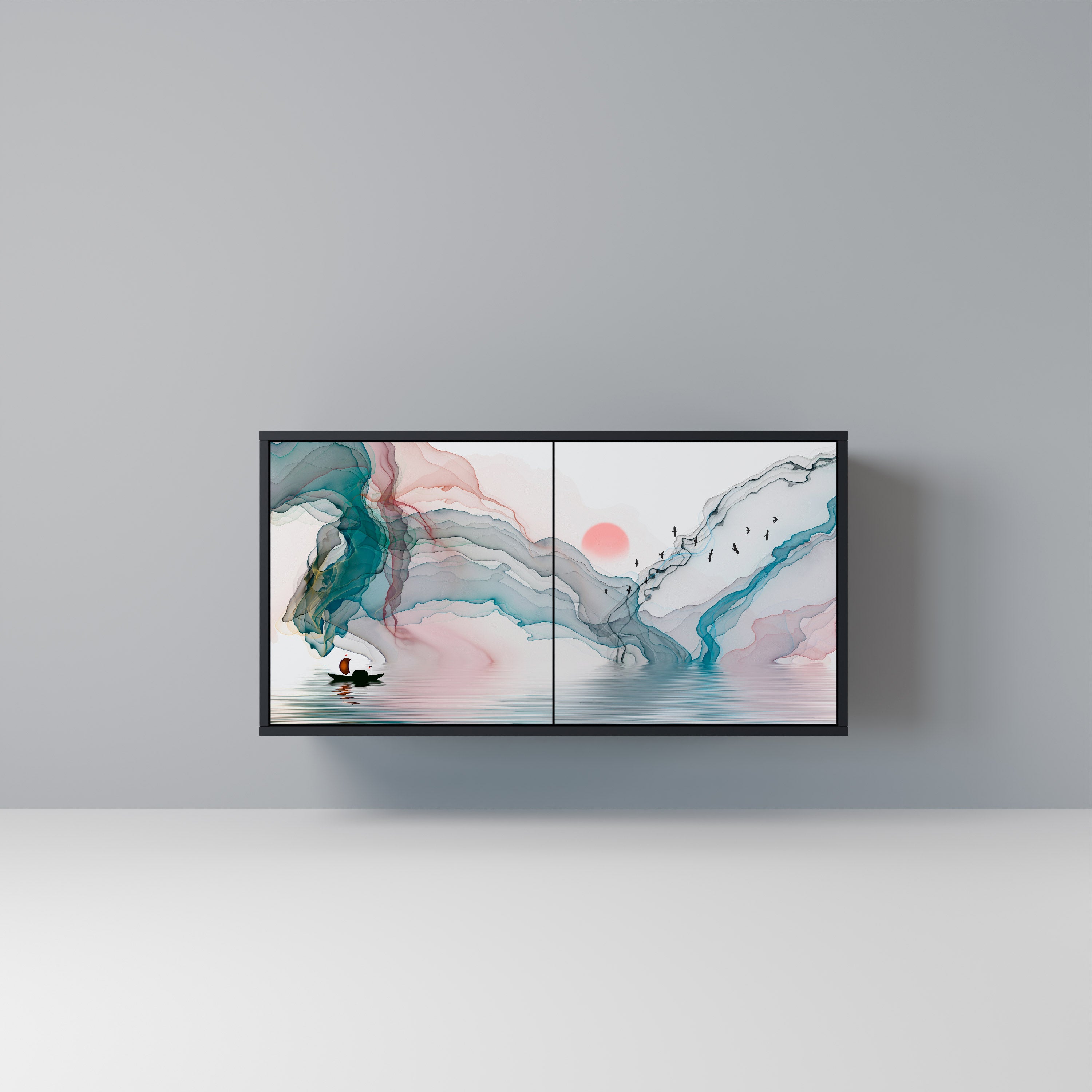 VELVET CROSSING 2-Door Sideboard in Black Finish