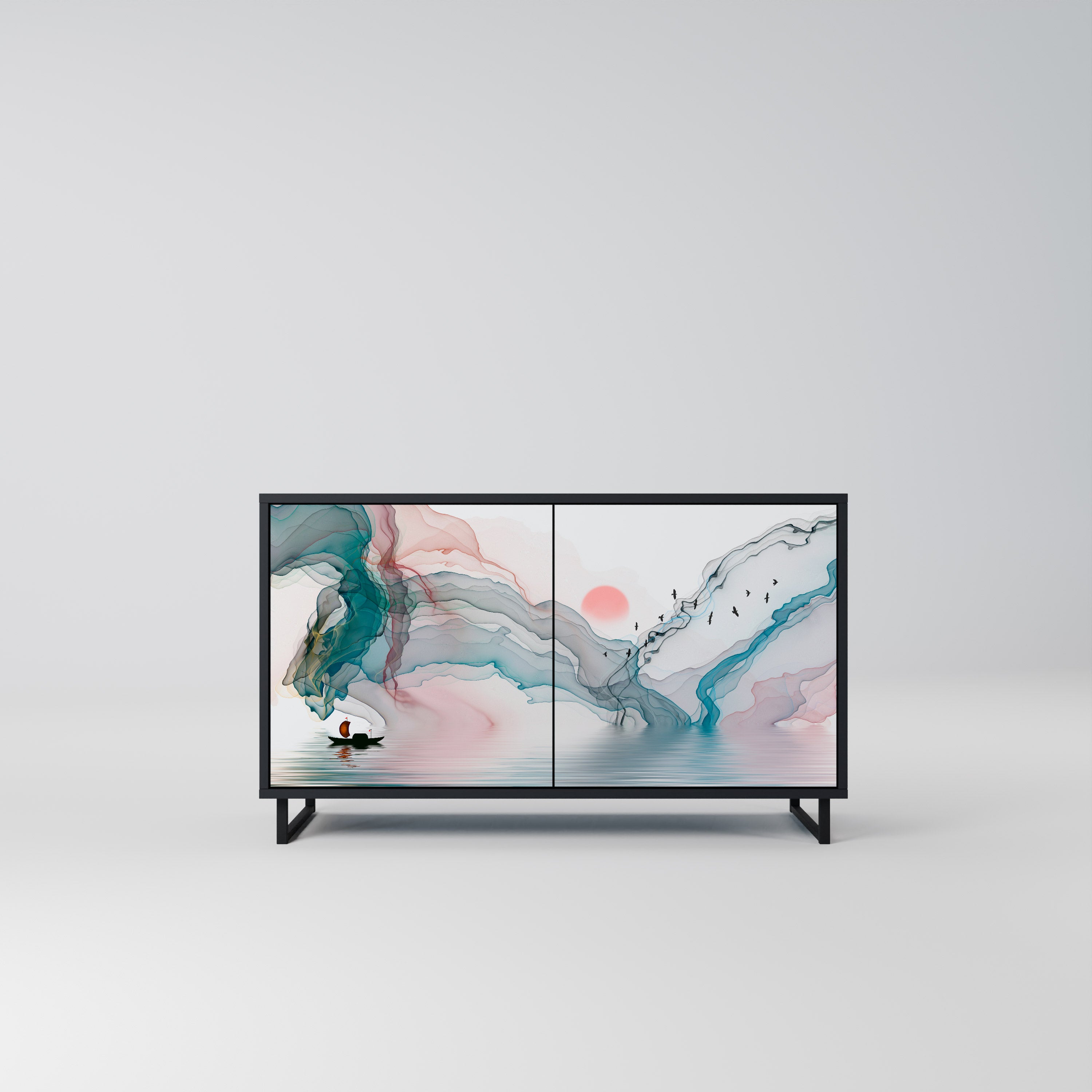 VELVET CROSSING 2-Door Sideboard in Black Finish