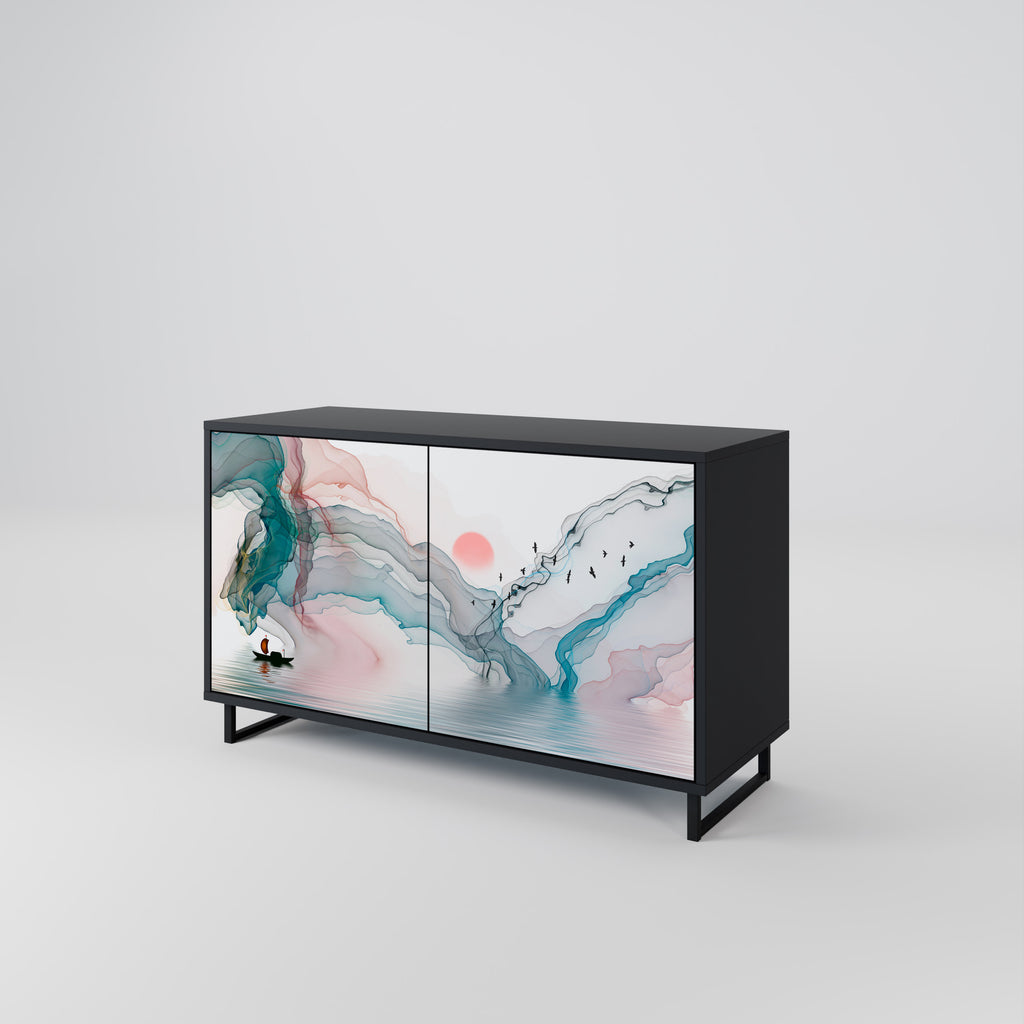 VELVET CROSSING 2-Door Sideboard in Black Finish