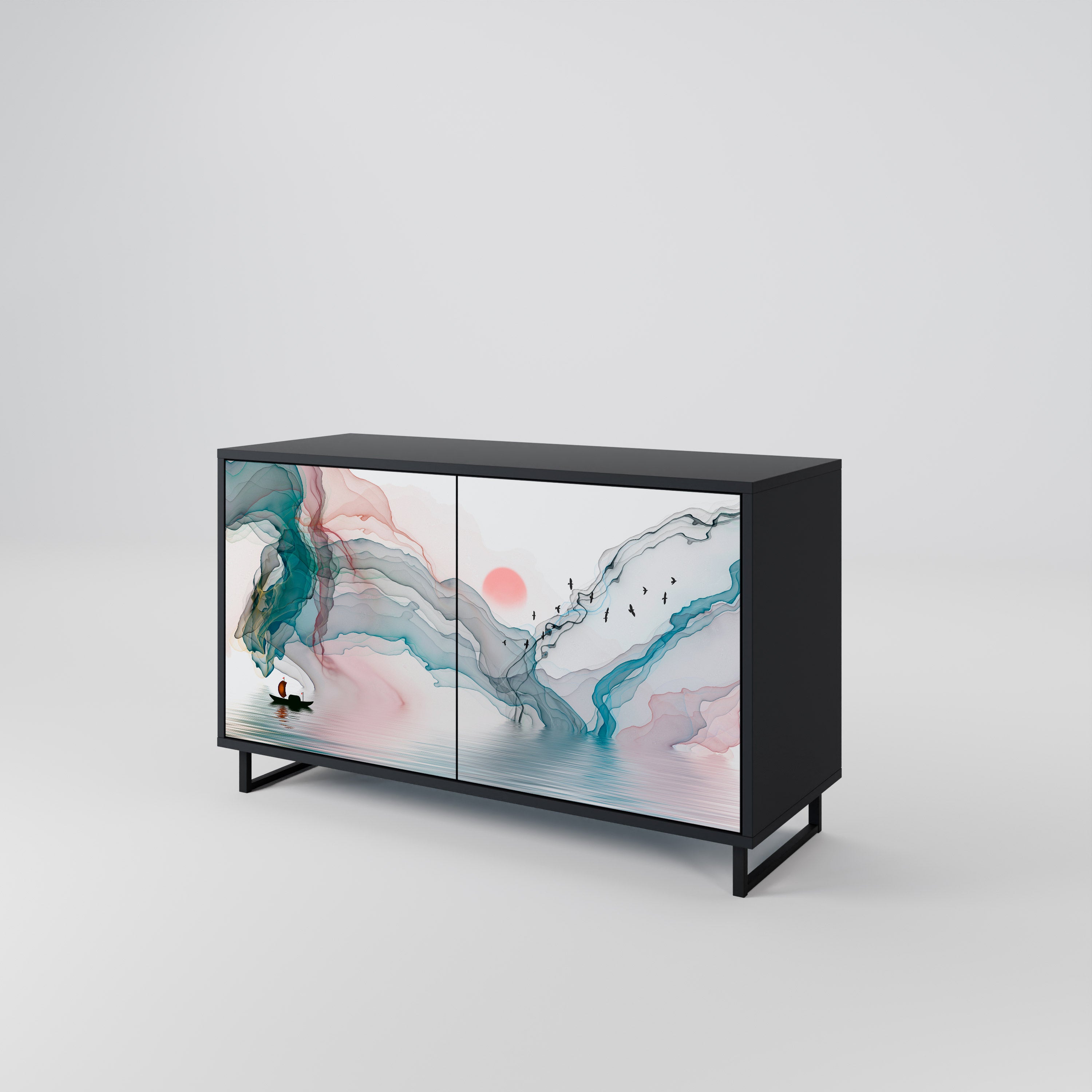 VELVET CROSSING 2-Door Sideboard in Black Finish