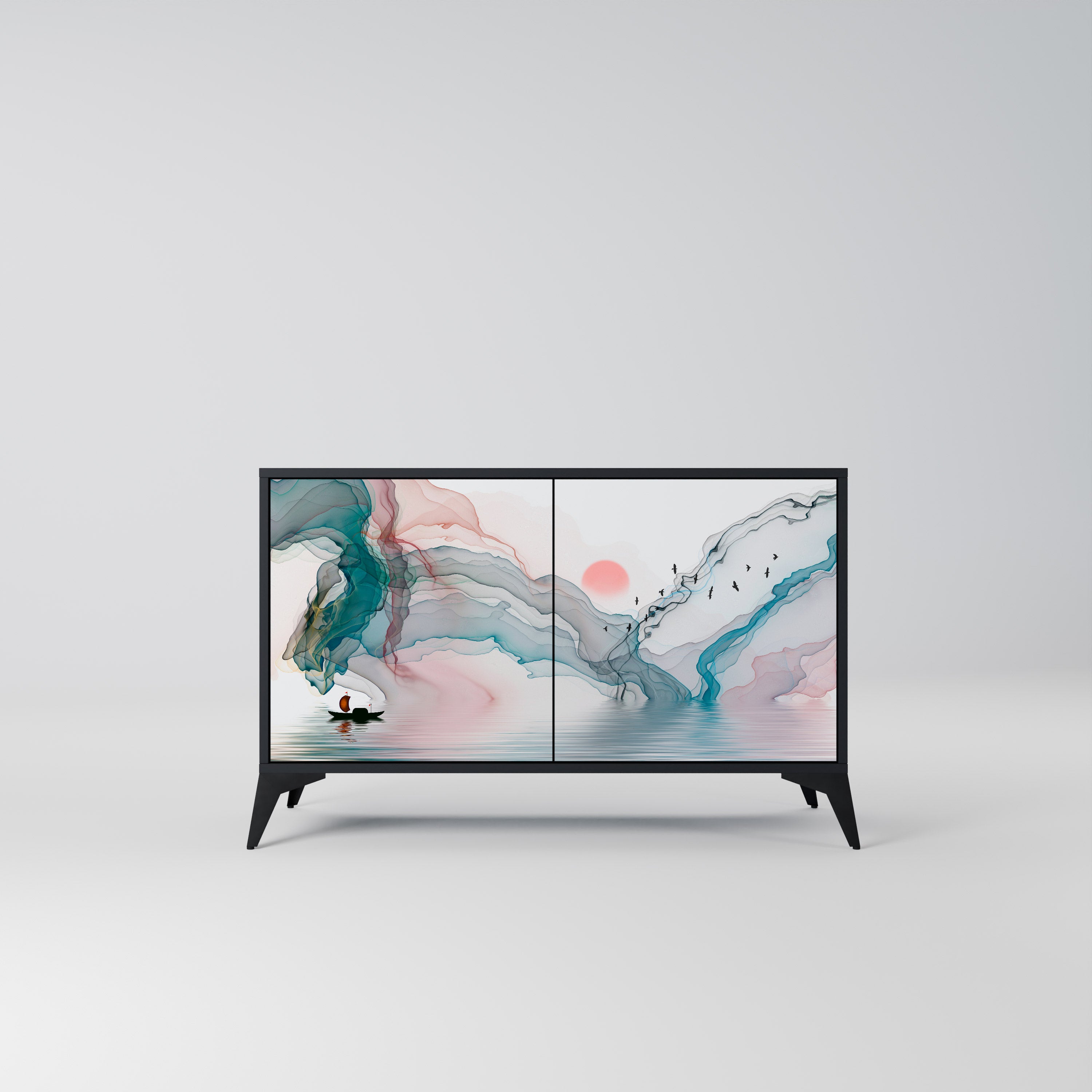 VELVET CROSSING 2-Door Sideboard in Black Finish