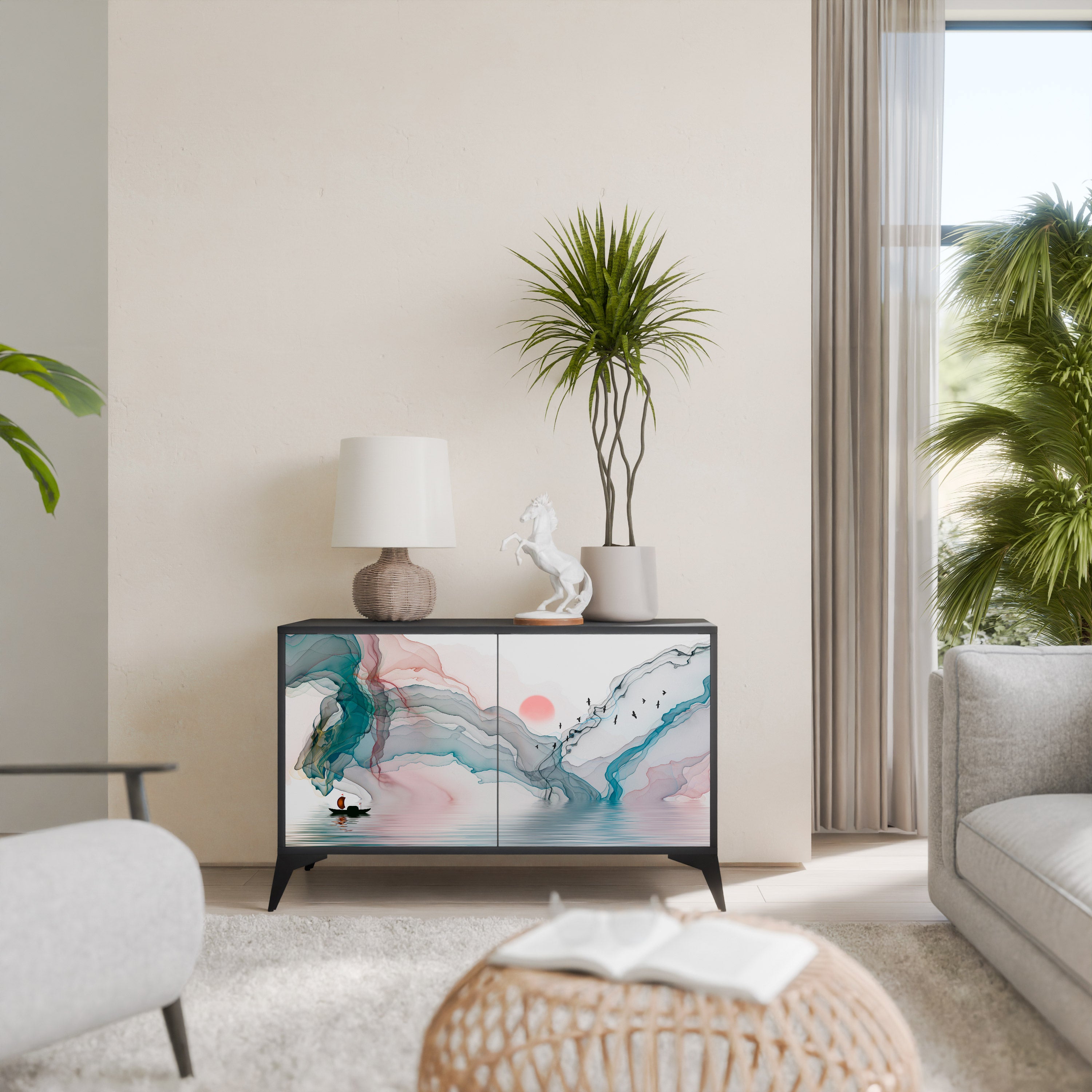 VELVET CROSSING 2-Door Sideboard in Black Finish