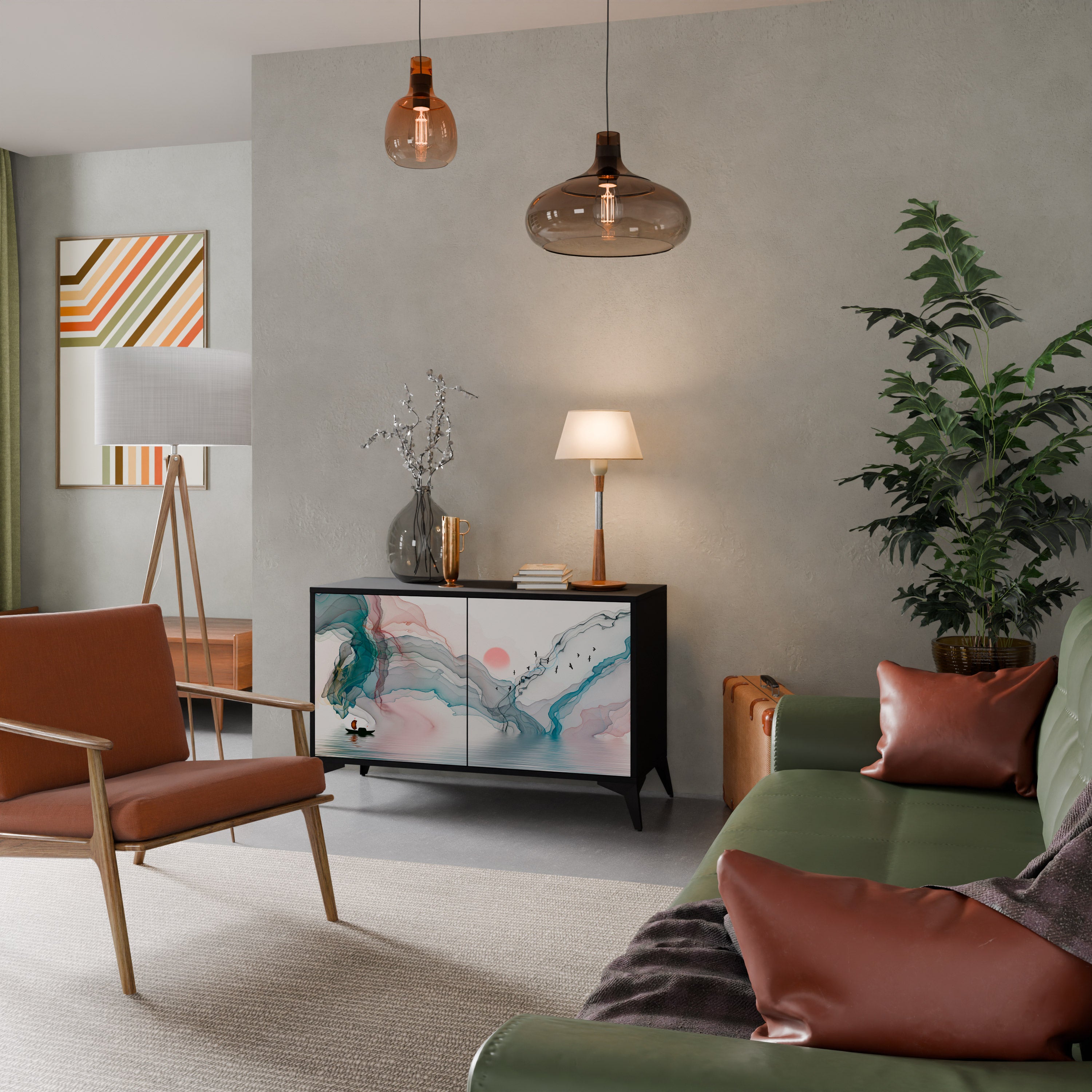 VELVET CROSSING 2-Door Sideboard in Black Finish