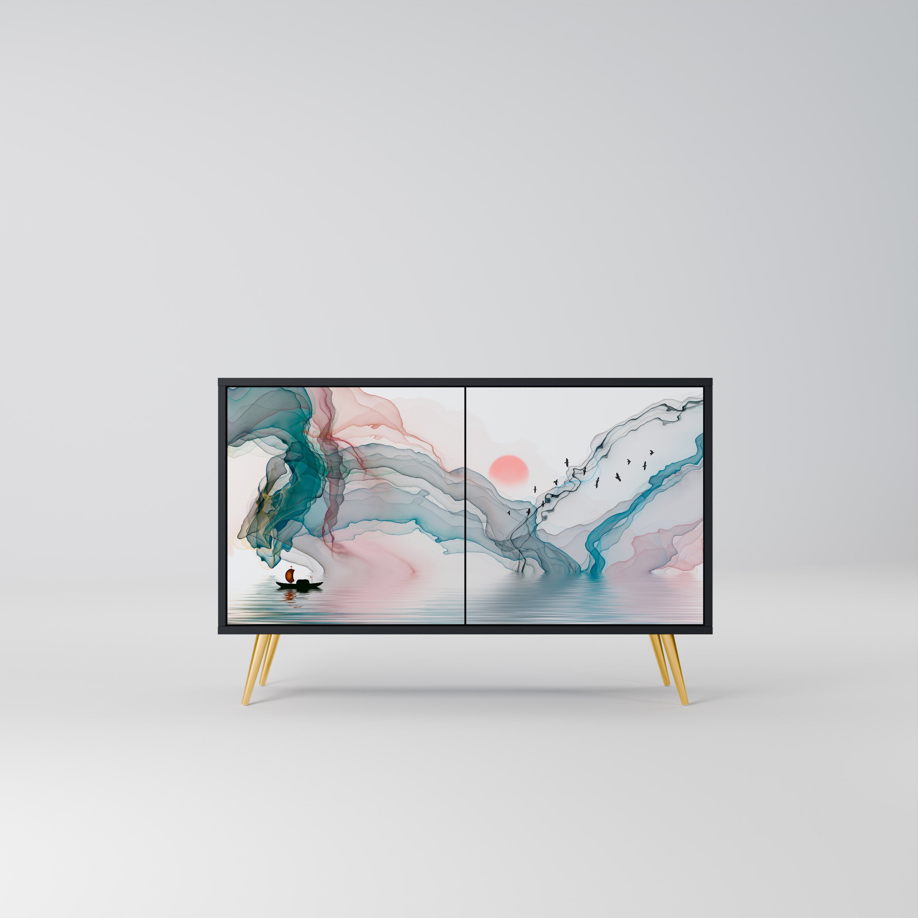 VELVET CROSSING 2-Door Sideboard in Black Finish