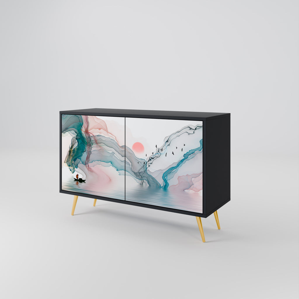 VELVET CROSSING 2-Door Sideboard in Black Finish