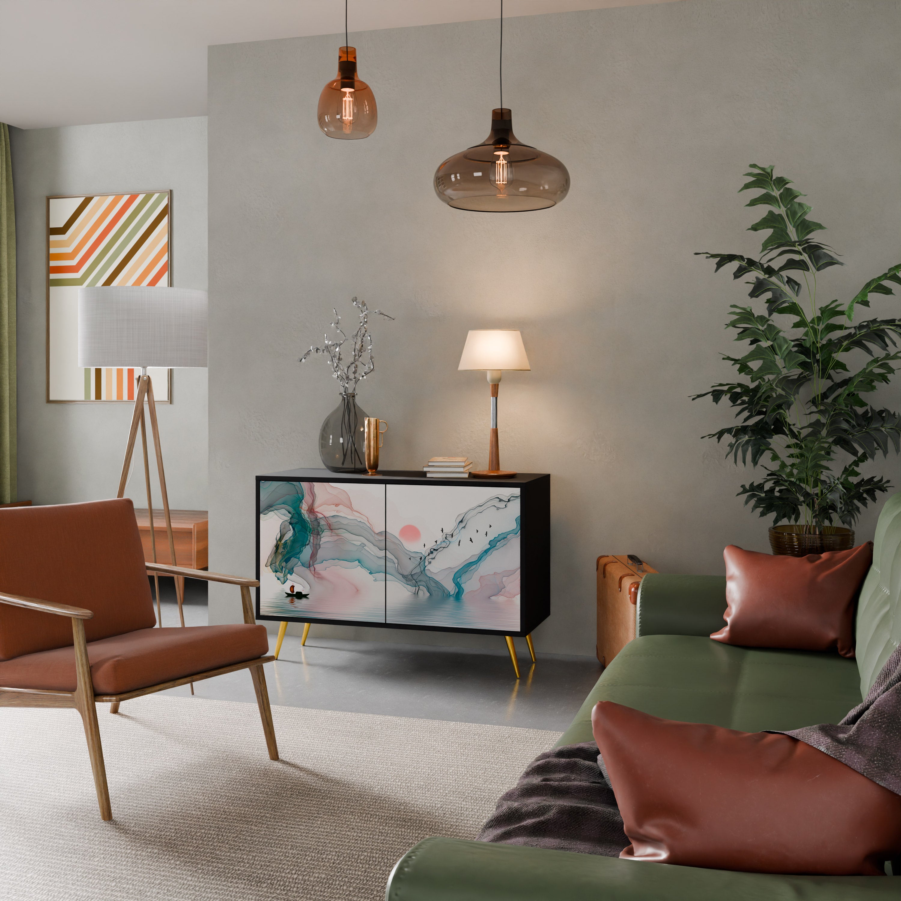 VELVET CROSSING 2-Door Sideboard in Black Finish