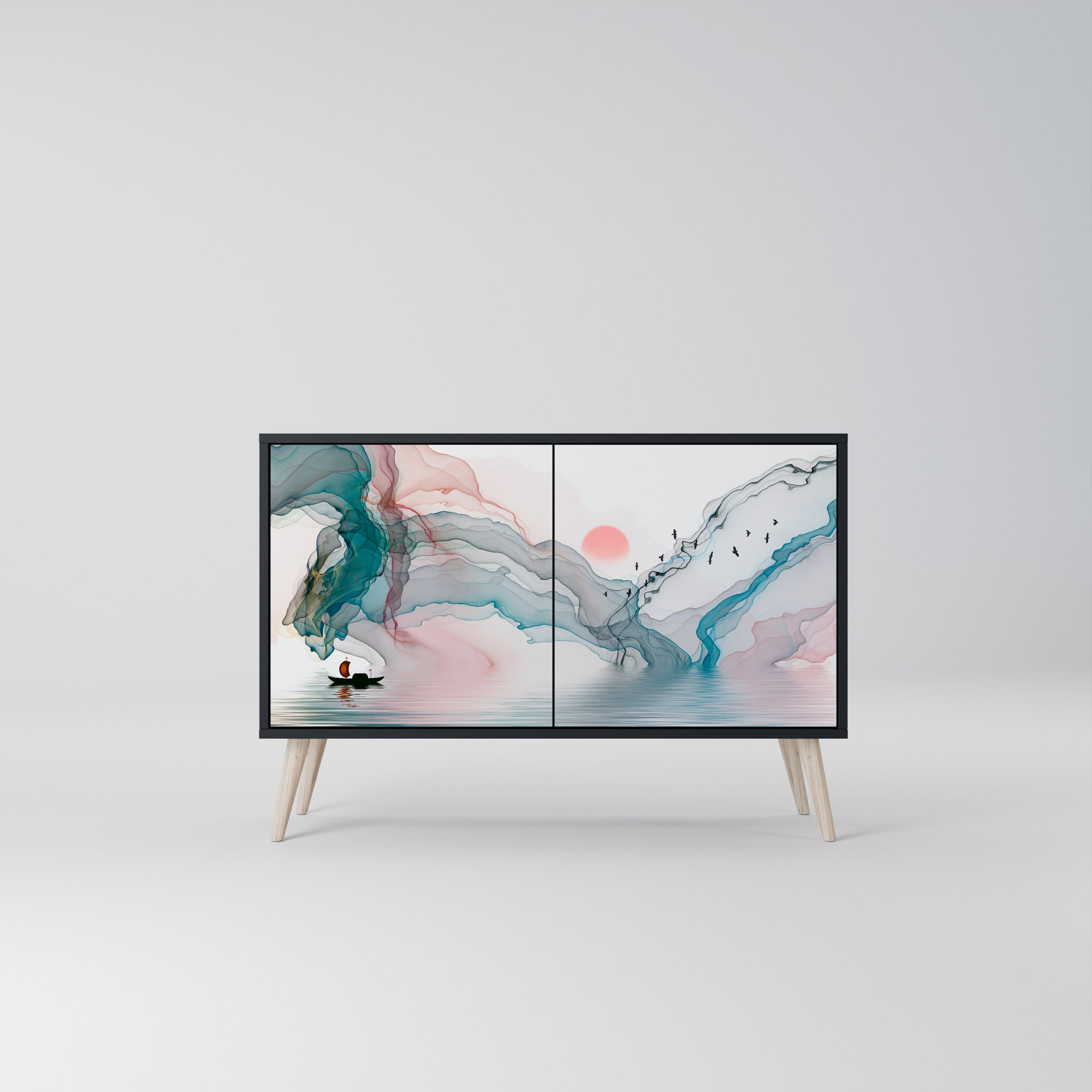 VELVET CROSSING 2-Door Sideboard in Black Finish