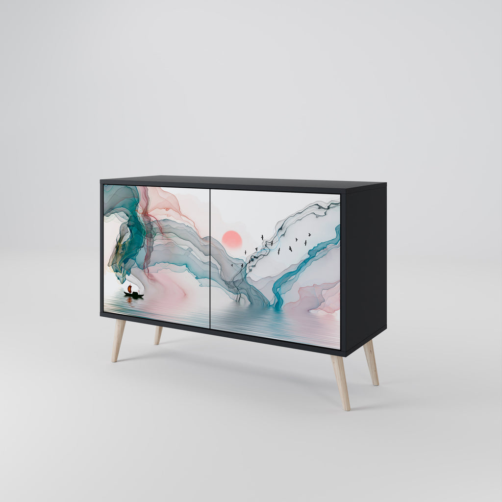 VELVET CROSSING 2-Door Sideboard in Black Finish