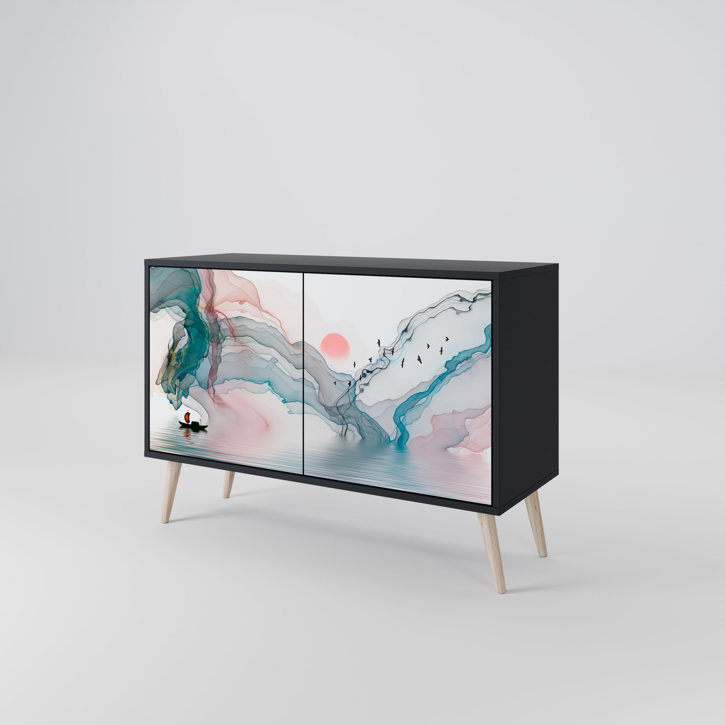 VELVET CROSSING 2-Door Sideboard in Black Finish