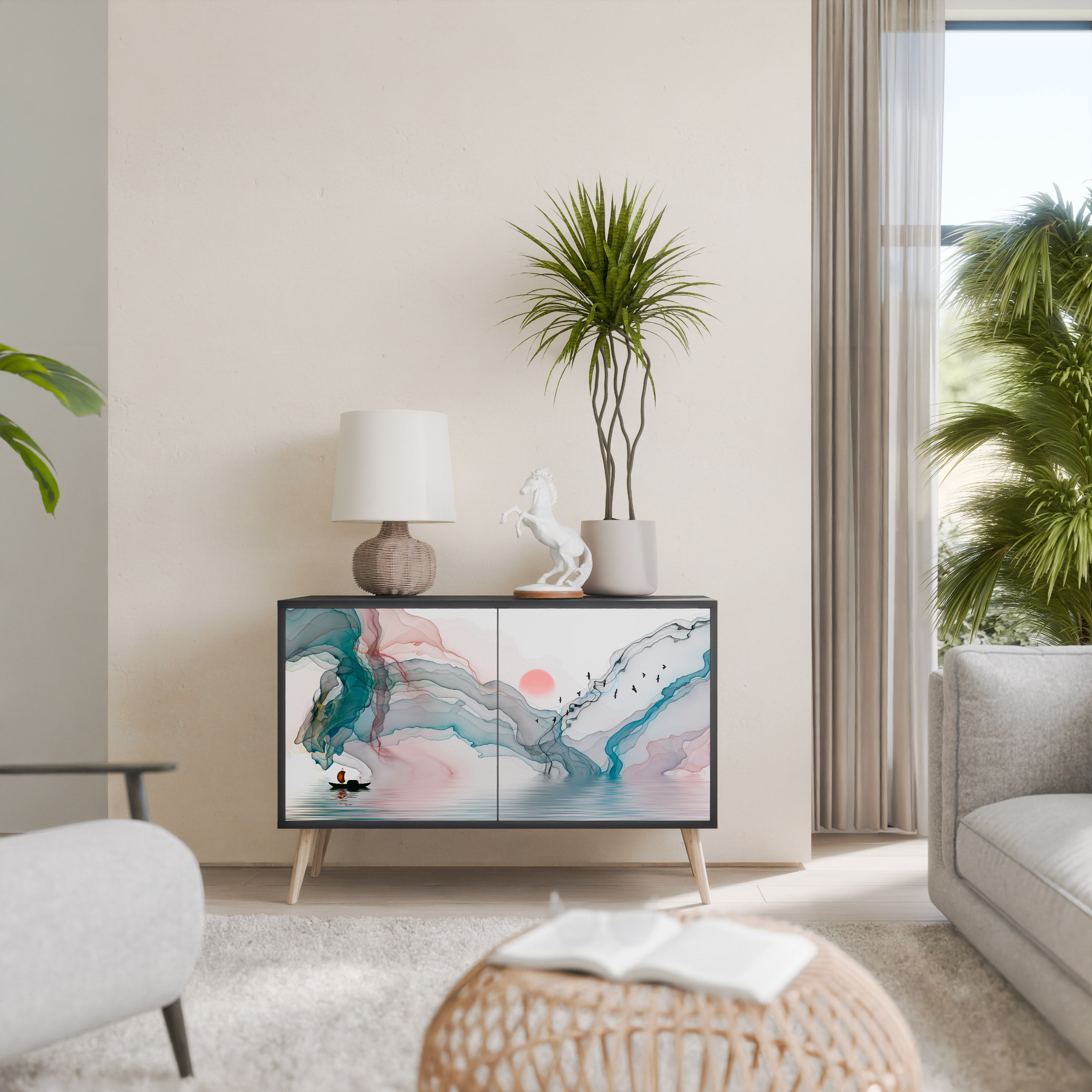 VELVET CROSSING 2-Door Sideboard in Black Finish