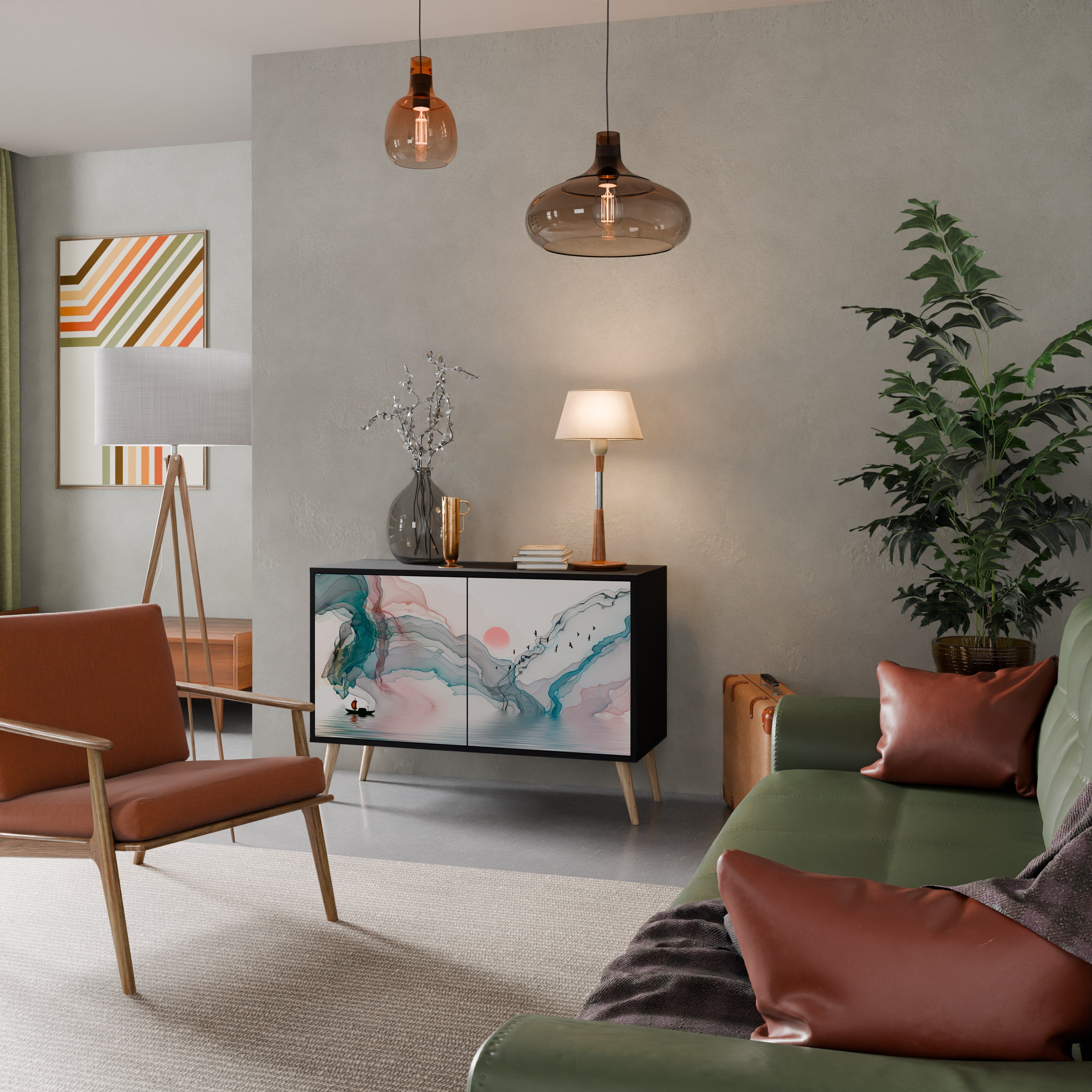 VELVET CROSSING 2-Door Sideboard in Black Finish