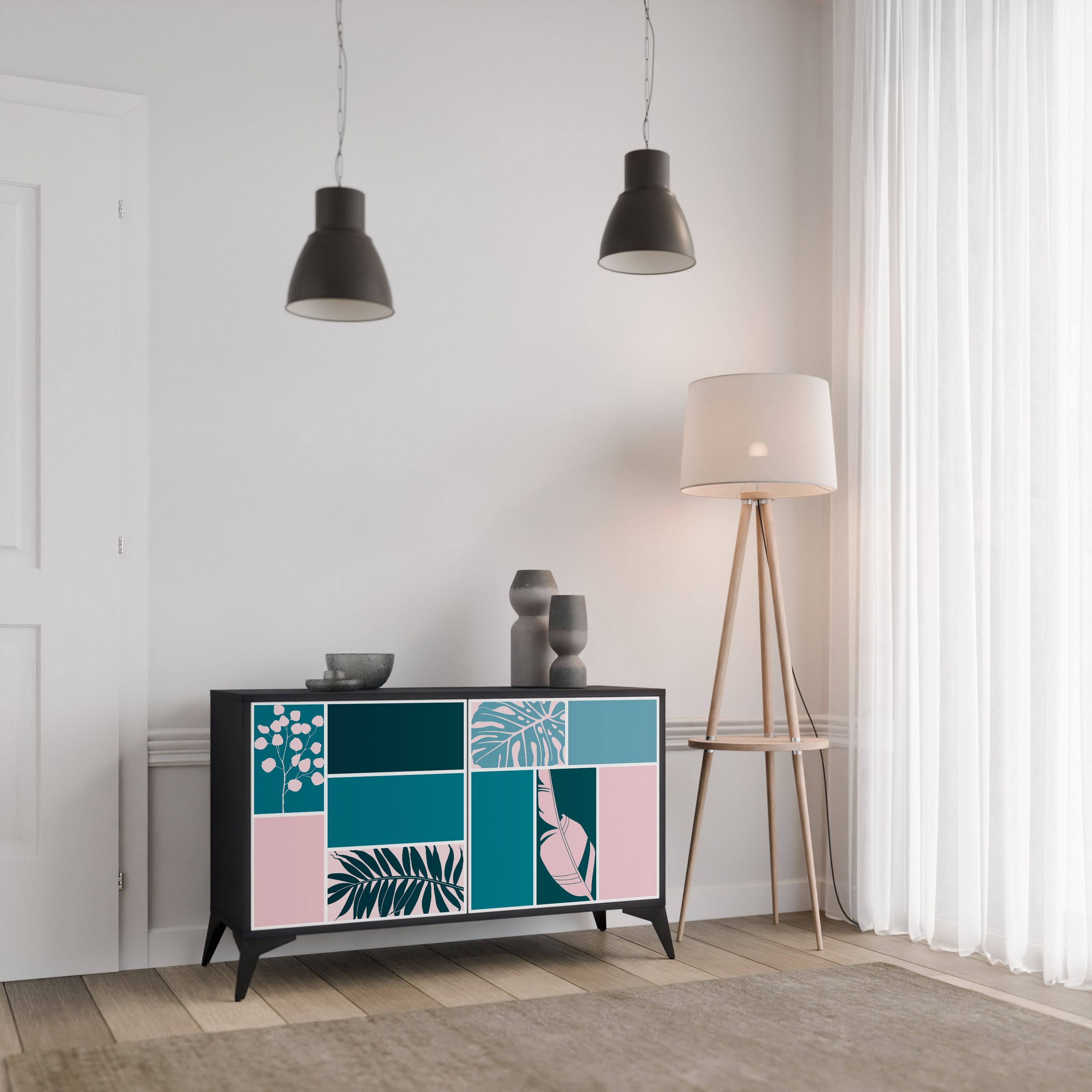 COMBINATION OF SHAPES 2-Door Sideboard in Black Finish