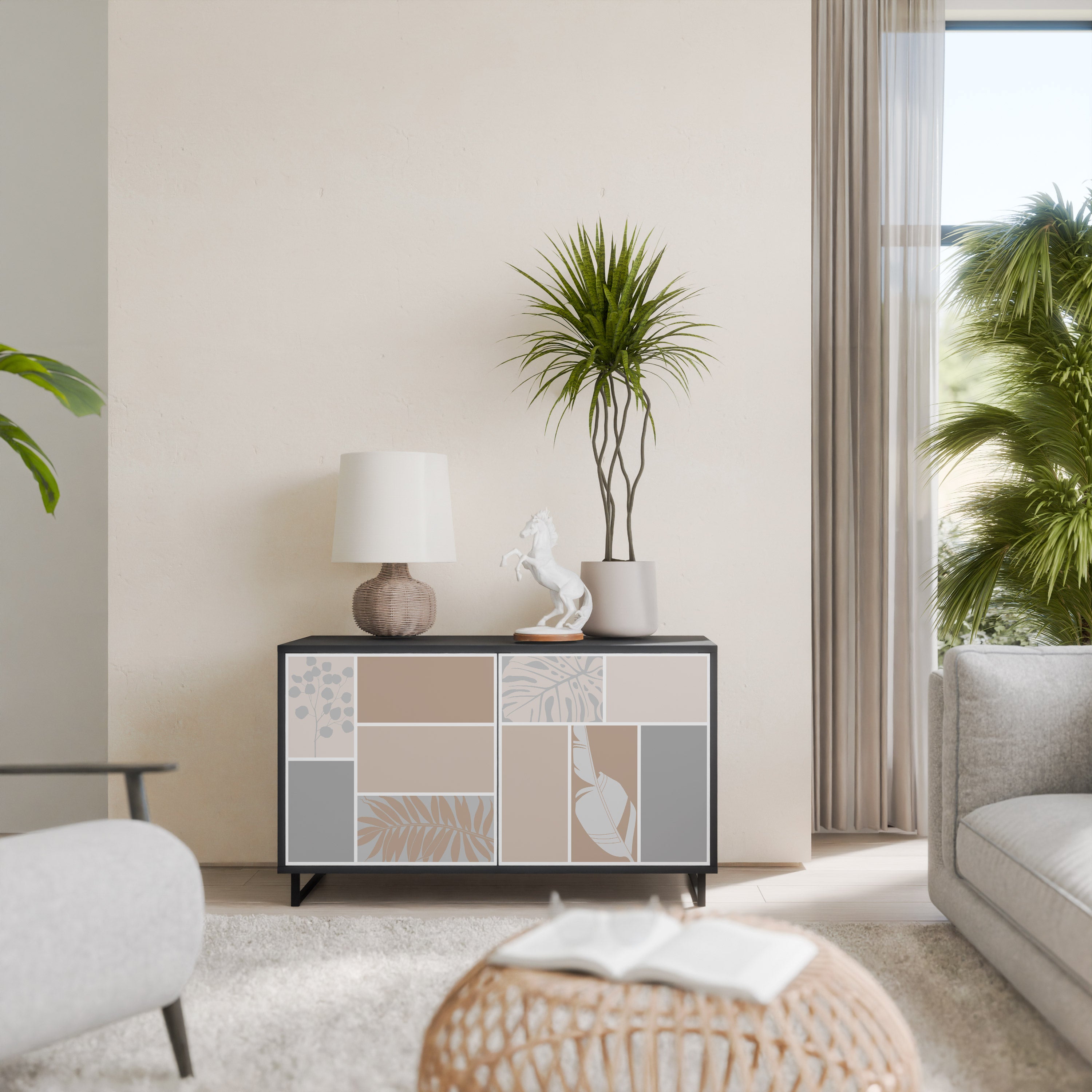 TROPICAL SHAPES 2-Door Sideboard in Black Finish