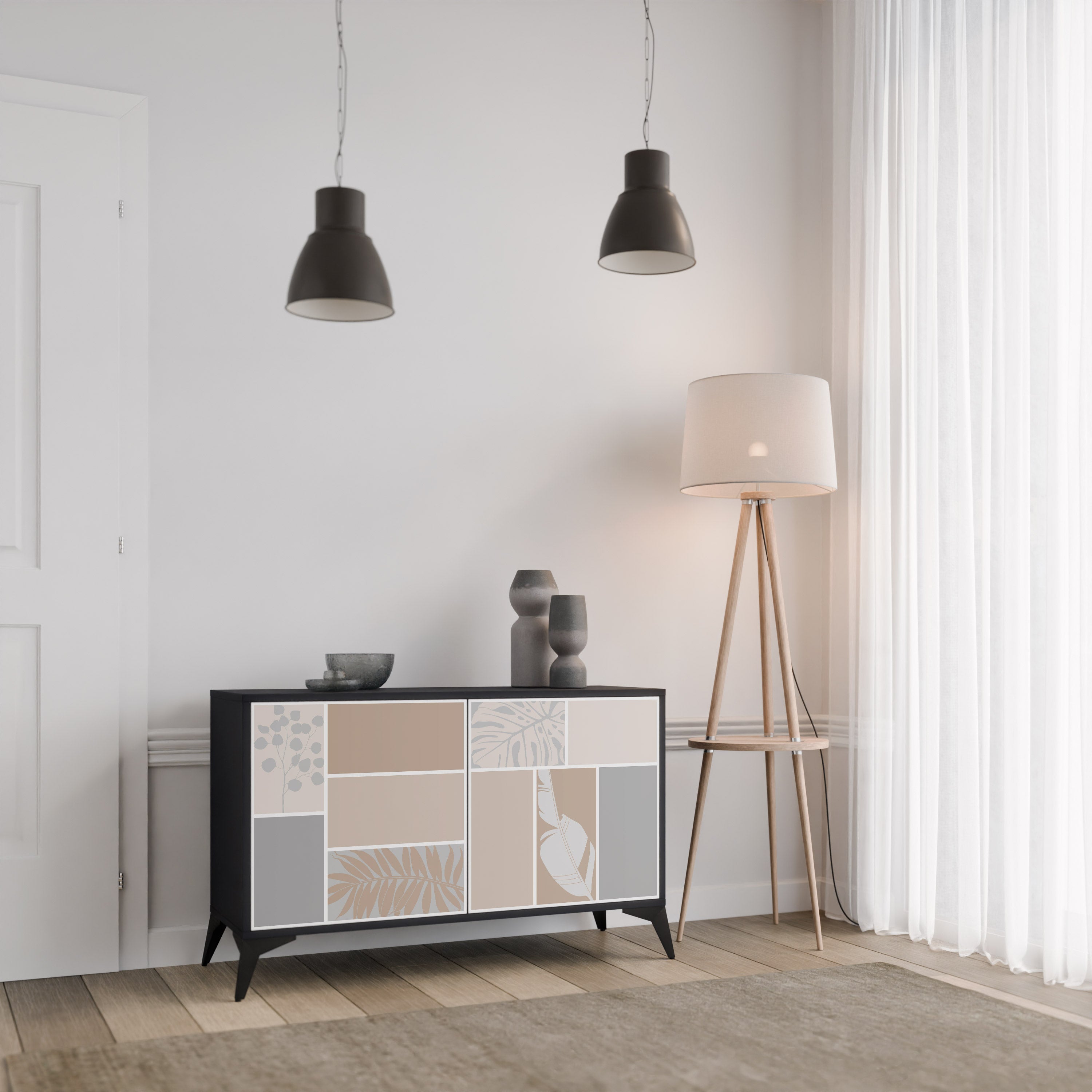 TROPICAL SHAPES 2-Door Sideboard in Black Finish