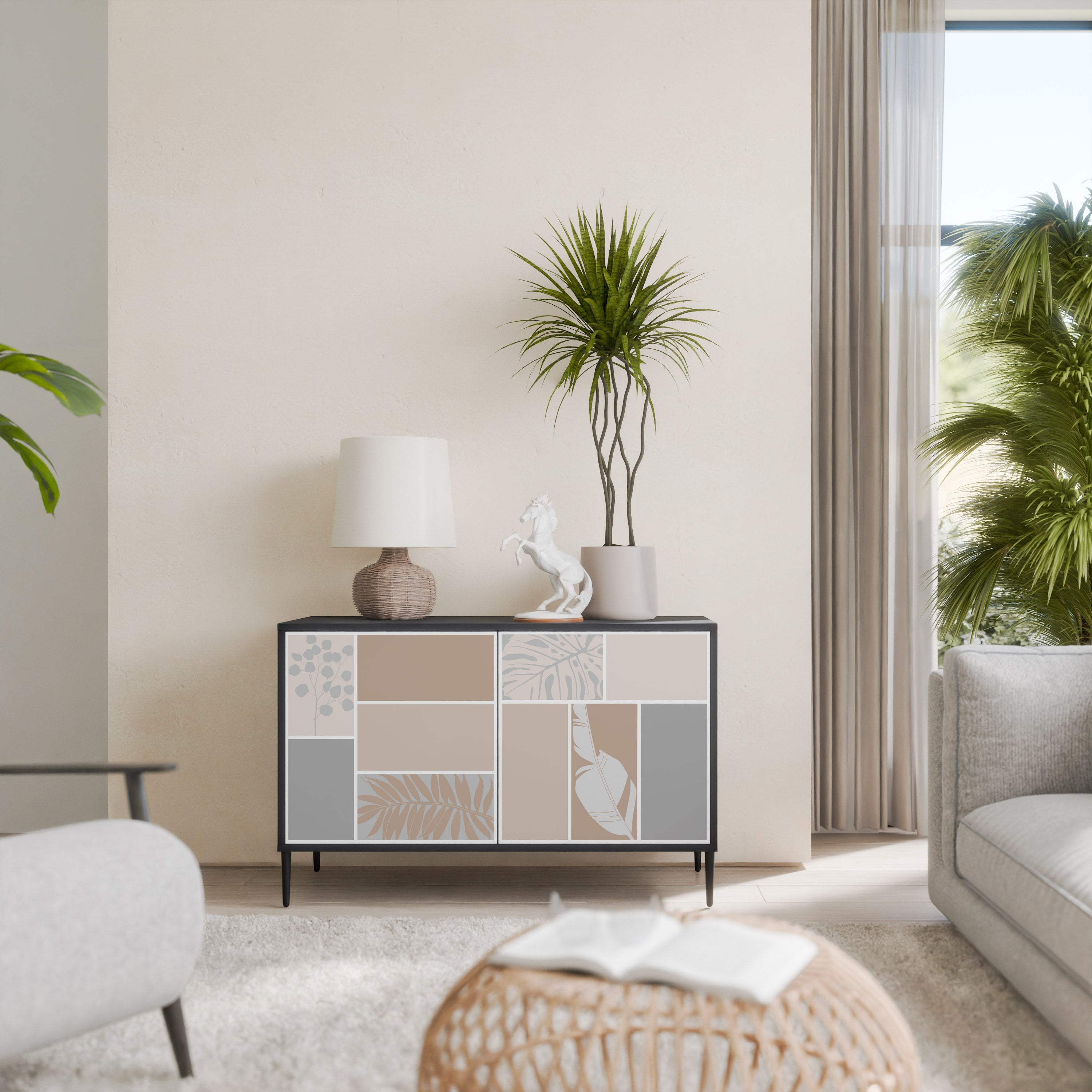 TROPICAL SHAPES 2-Door Sideboard in Black Finish