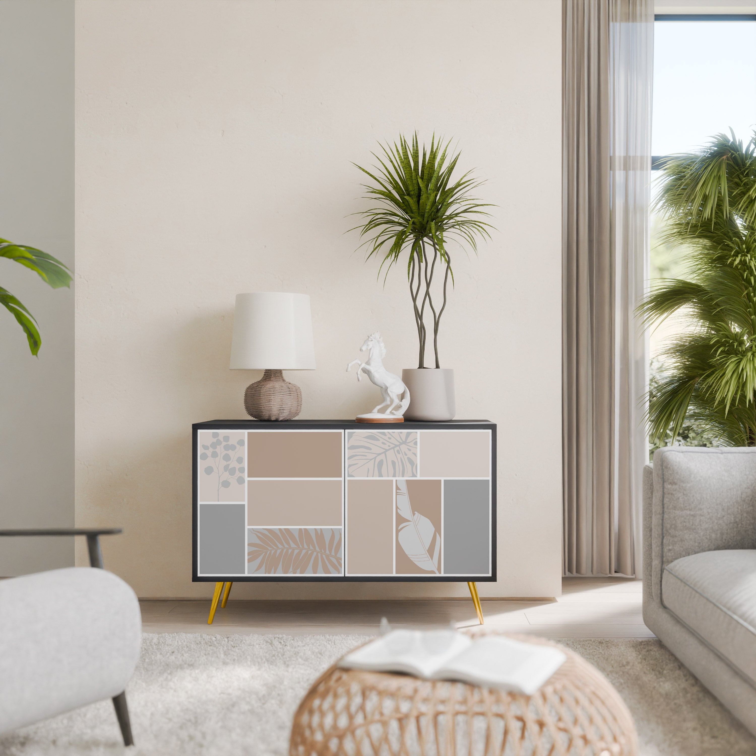 TROPICAL SHAPES 2-Door Sideboard in Black Finish