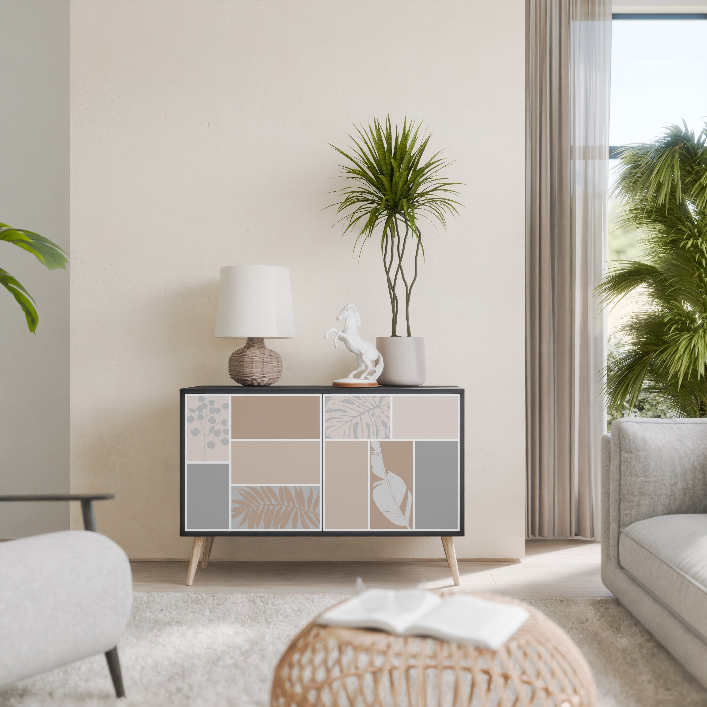 TROPICAL SHAPES 2-Door Sideboard in Black Finish