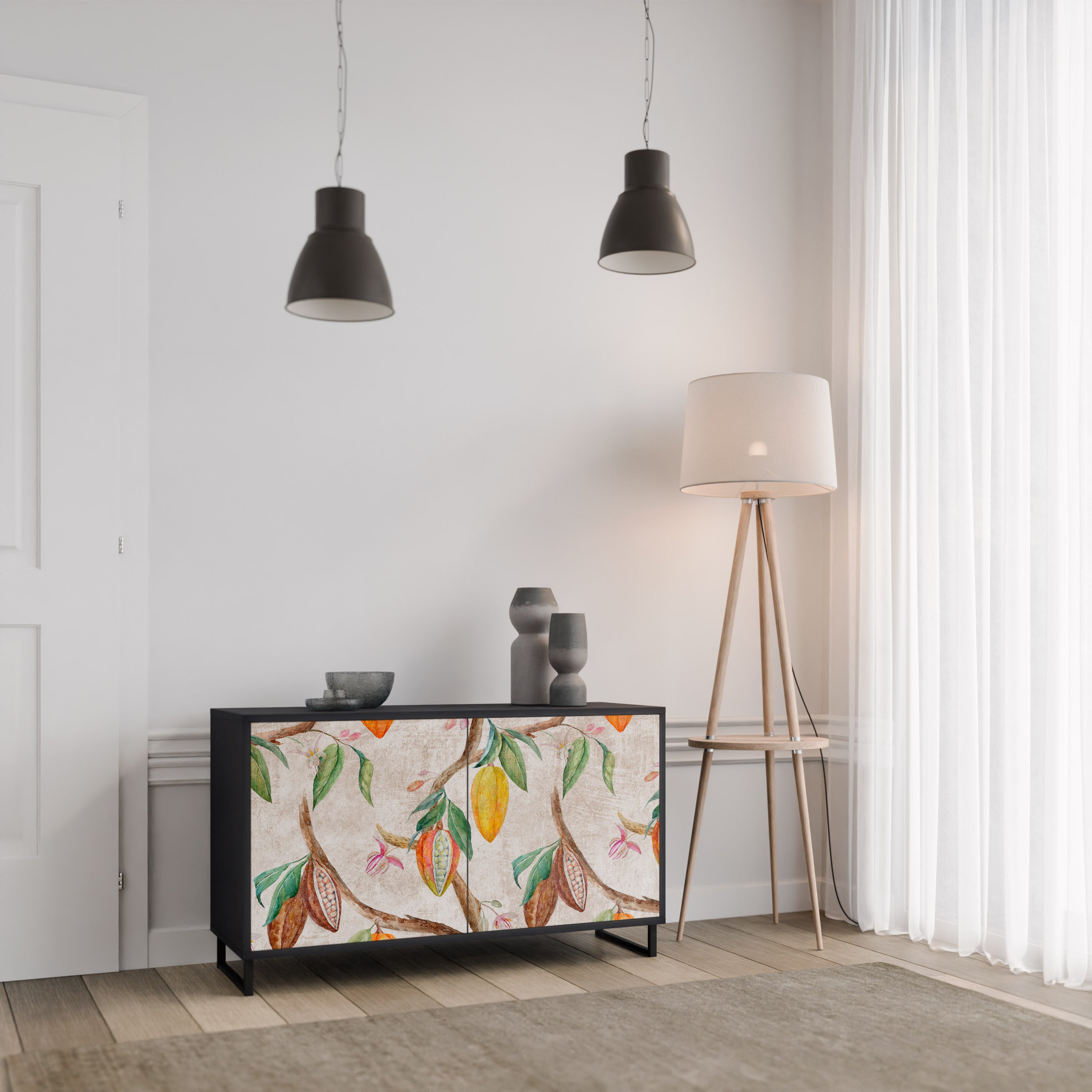 COCOA FRUITS 2-Door Sideboard in Black Finish